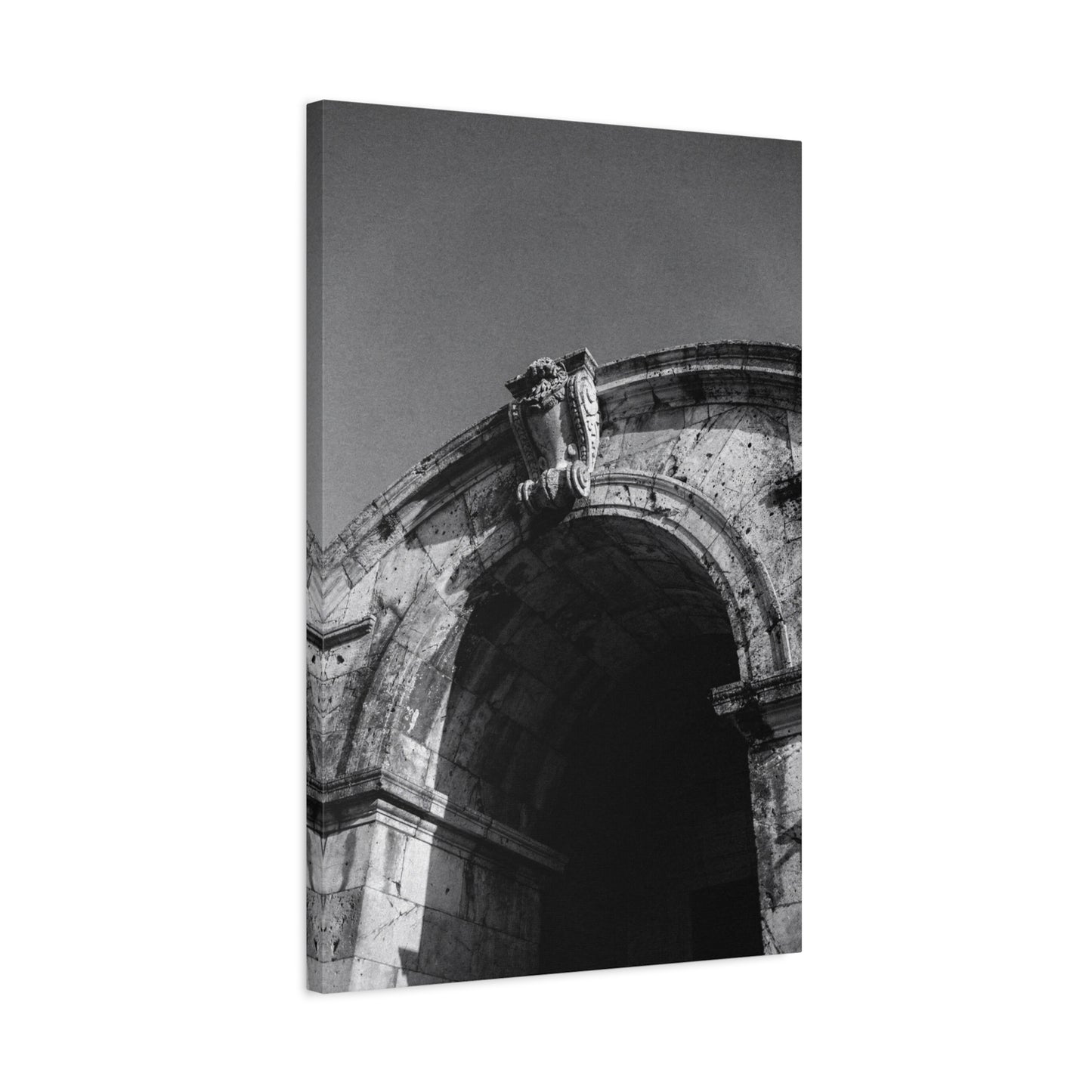 Black And White Architectural Arch Canvas Wall Art - Stone Facade Art Print, Minimalist Historic Structure Decor - Contemporary Living Room Wall Decor, Bedroom Home Accent - Ready to Hang
