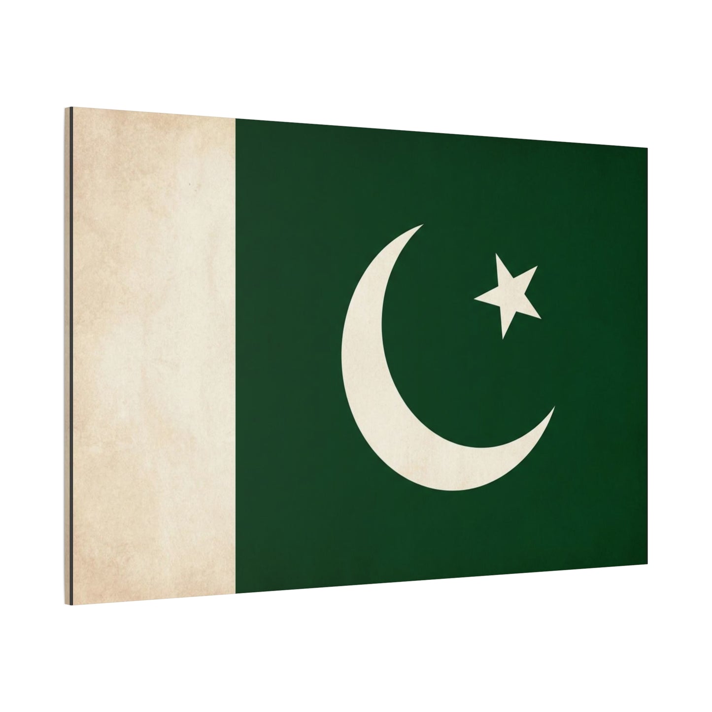 Pakistan Flag Canvas Wall Art - Crescent Moon Star Green White National Decor - Vintage Style Matte Print - Living Room Wall Decor, Bedroom Home Decoration - Bedroom Home Decoration - Ready to Hang