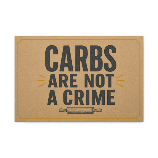"Carbs Are Not A Crime" Funny Kitchen Canvas Wall Art - Rustic Typography Quote Print, Farmhouse Food Humor Decor - Dining Room Home Decoration - Living Room Wall Decor - Bedroom Home Decoration