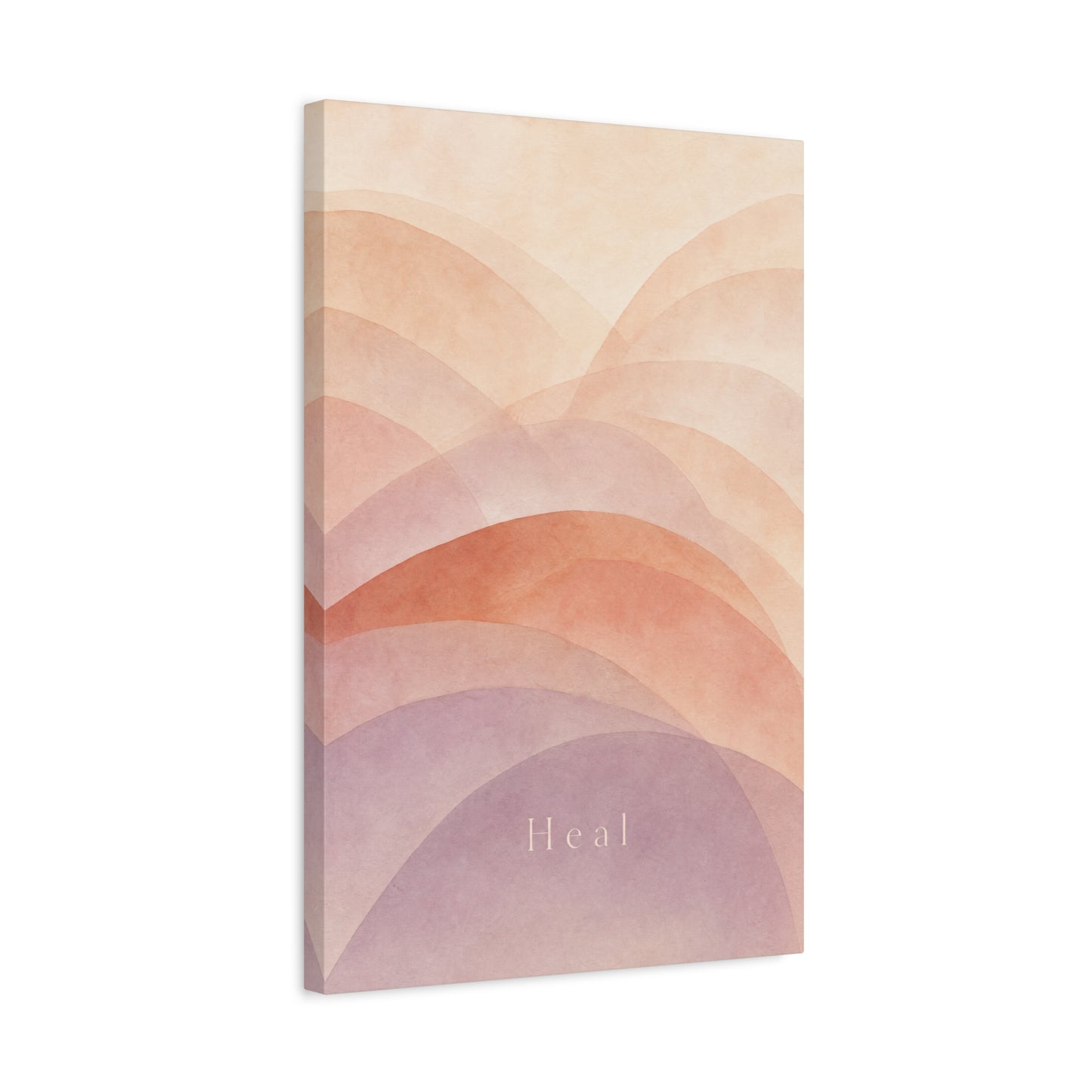 "Heal" Abstract Canvas Wall Art - Blush Peach Lavender Arches, Minimalist Typography Print - Contemporary Boho Decor, Bedroom Wall Hanging, Living Room Decoration, Meditation Space Accent
