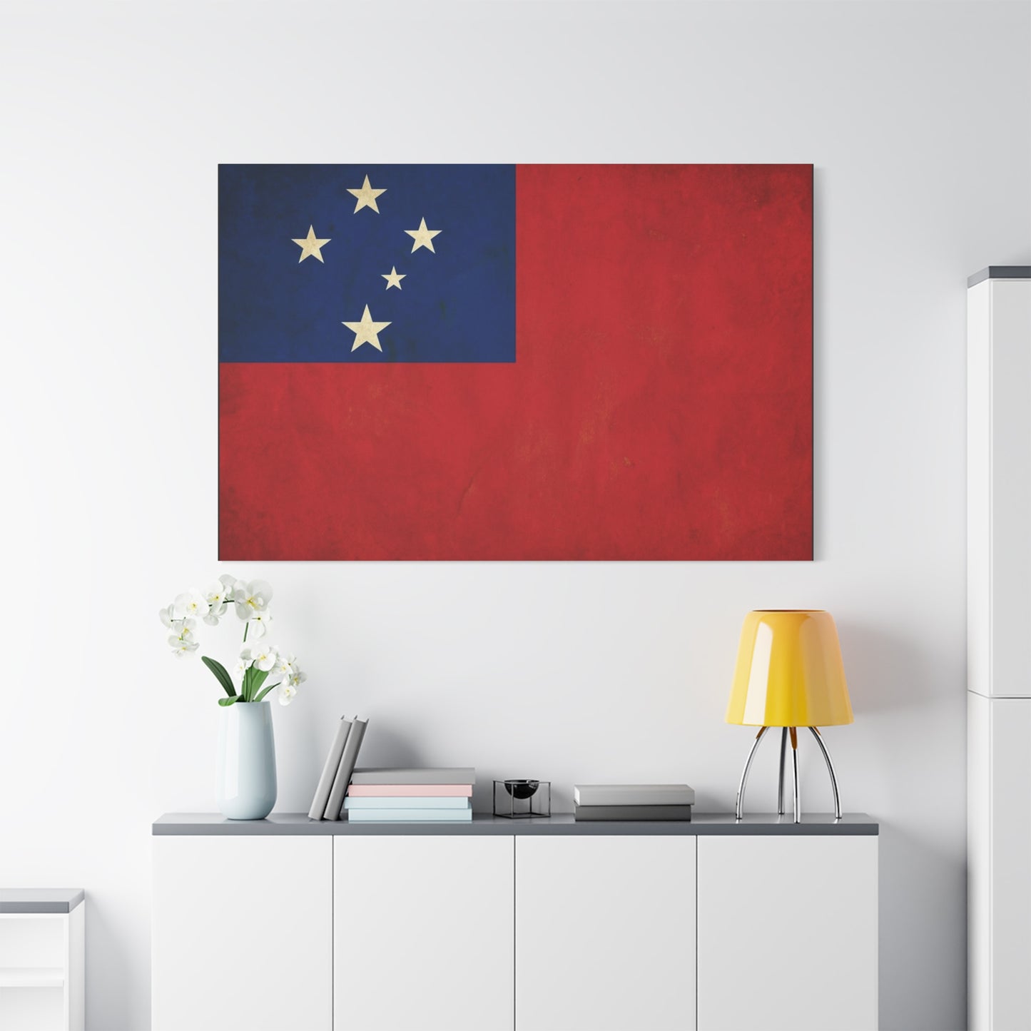 Samoa Flag Canvas Wall Art - Vintage Polynesian Nation Banner Print, Patriotic Island Decor - Matte Cotton Artwork - Living Room Home Decoration, Office Accent - Living Room Wall Decor - Ready to Hang