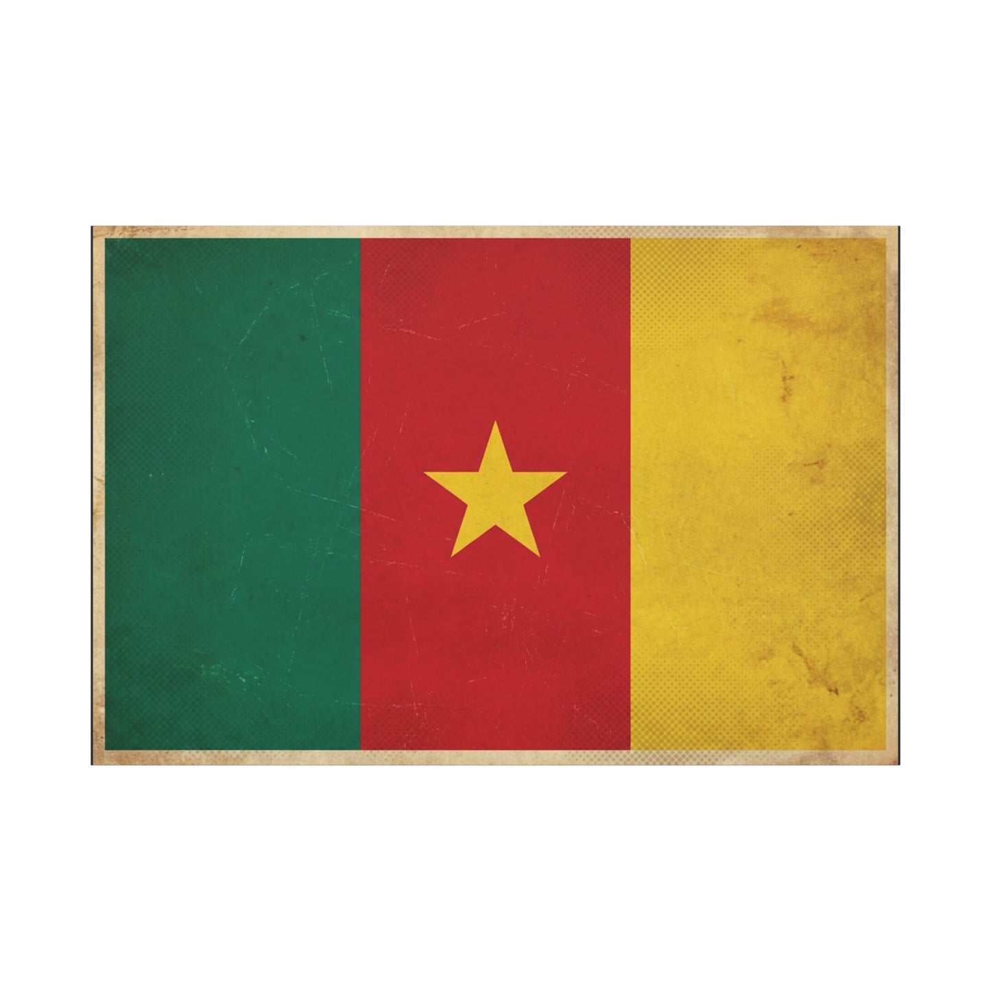 Cameroon Flag Canvas Wall Art - Vintage National Pride Decor, Distressed Tricolor Star Print - Traditional Patriotic Style - Living Room Wall Decor, Bedroom Home Decoration - Bedroom Home Decoration