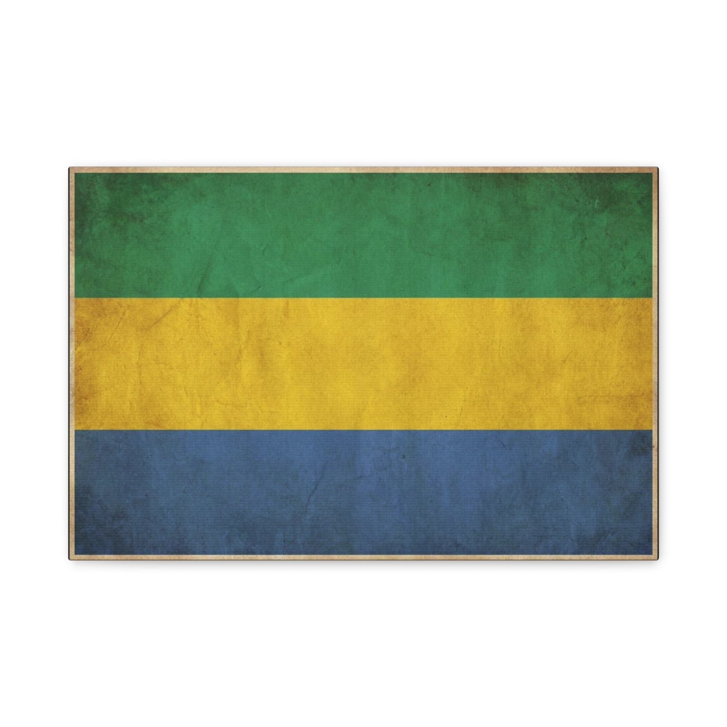 Gabon Flag Canvas Wall Art - Vintage Green Yellow Blue Country Print - Rustic Textured National Pride Decor - Living Room Wall Decor, Bedroom Home Decoration, Dorm Accent - Bedroom Home Decoration