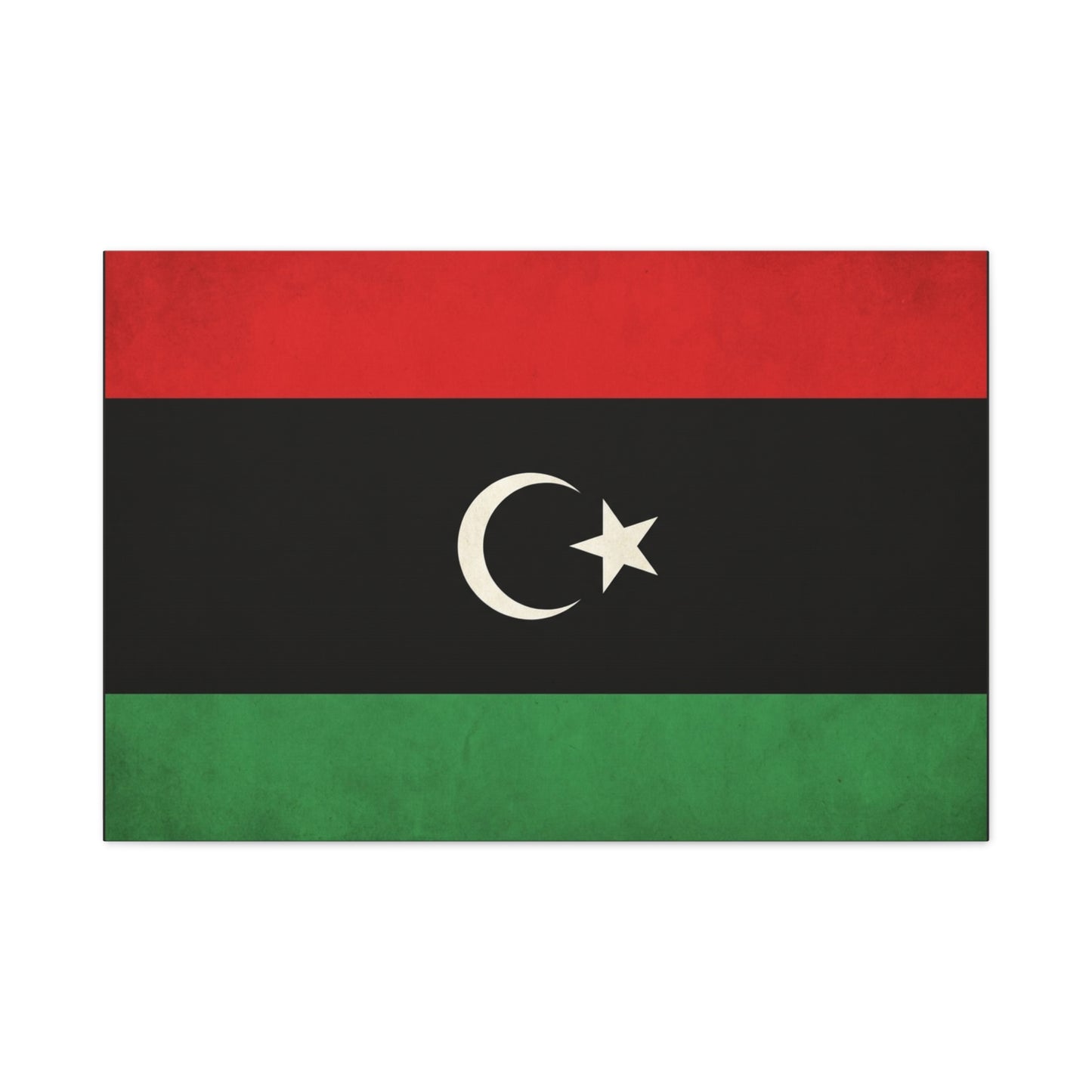 Libya Flag Canvas Wall Art - Red Black Green Crescent Star Print Picture - Vintage Patriotic Style, Matte Finish Canvas Print, Living Room Wall Decor, Bedroom Home Decoration - Bedroom Home Decoration