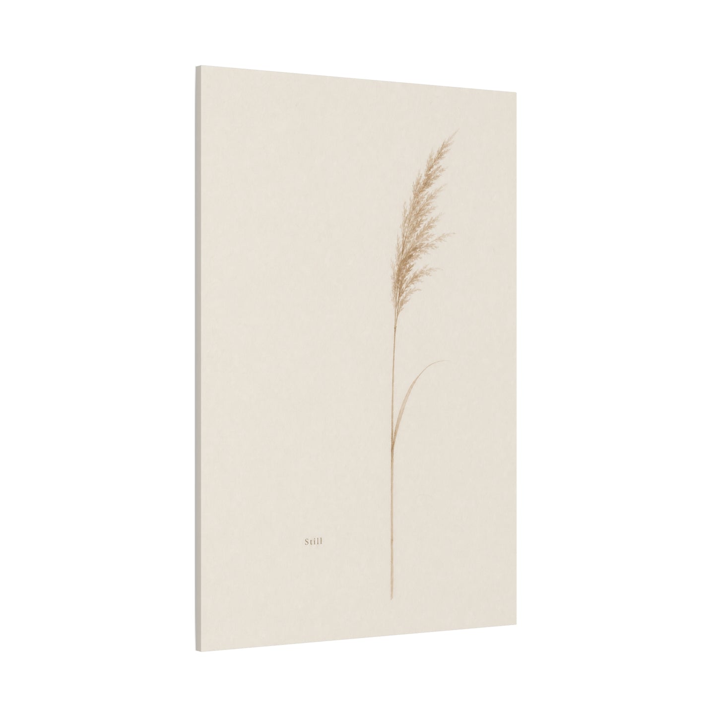 "Still" Minimalist Botanical Canvas Wall Art - Beige Pampas Grass Print, Neutral Contemporary Home Decor - Bedroom Living Room Decoration - Calm Nature Wall Hanging For Meditation Space