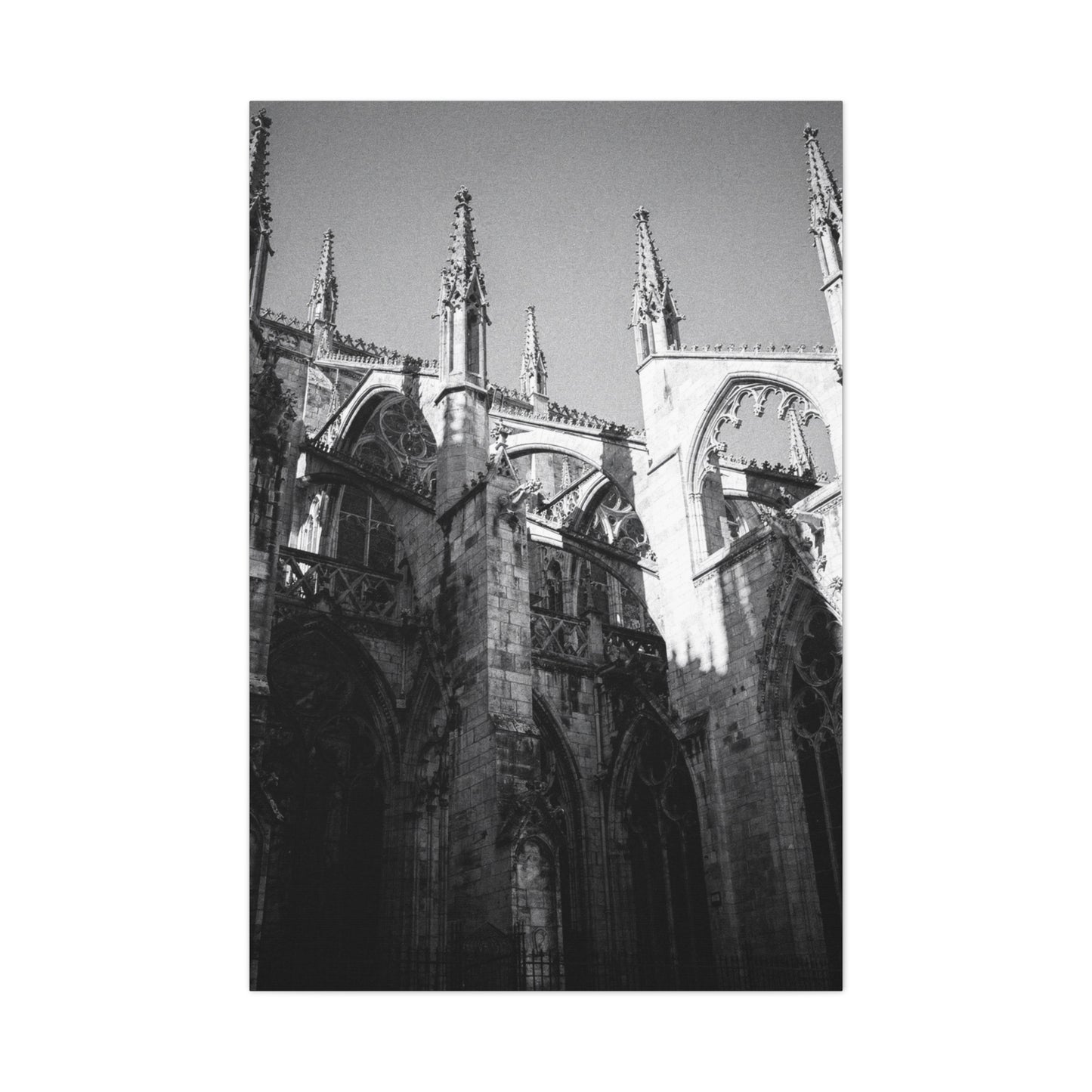 Gothic Cathedral Architecture Canvas Wall Art - Black And White Art Print - Vintage Stone Arches, Spires - Moody Traditional Style - Living Room Wall Decor Office Art - Modern Farmhouse Style