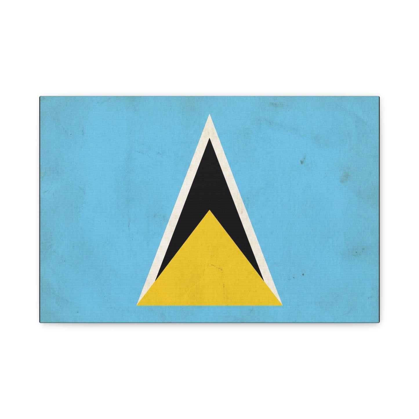 Saint Lucia Flag Canvas Wall Art - Blue Yellow Black Triangle Design, Minimalist Geometric Print - Modern Caribbean Decor - Living Room Wall Decor, Office Art Accent - Bedroom Home Decoration