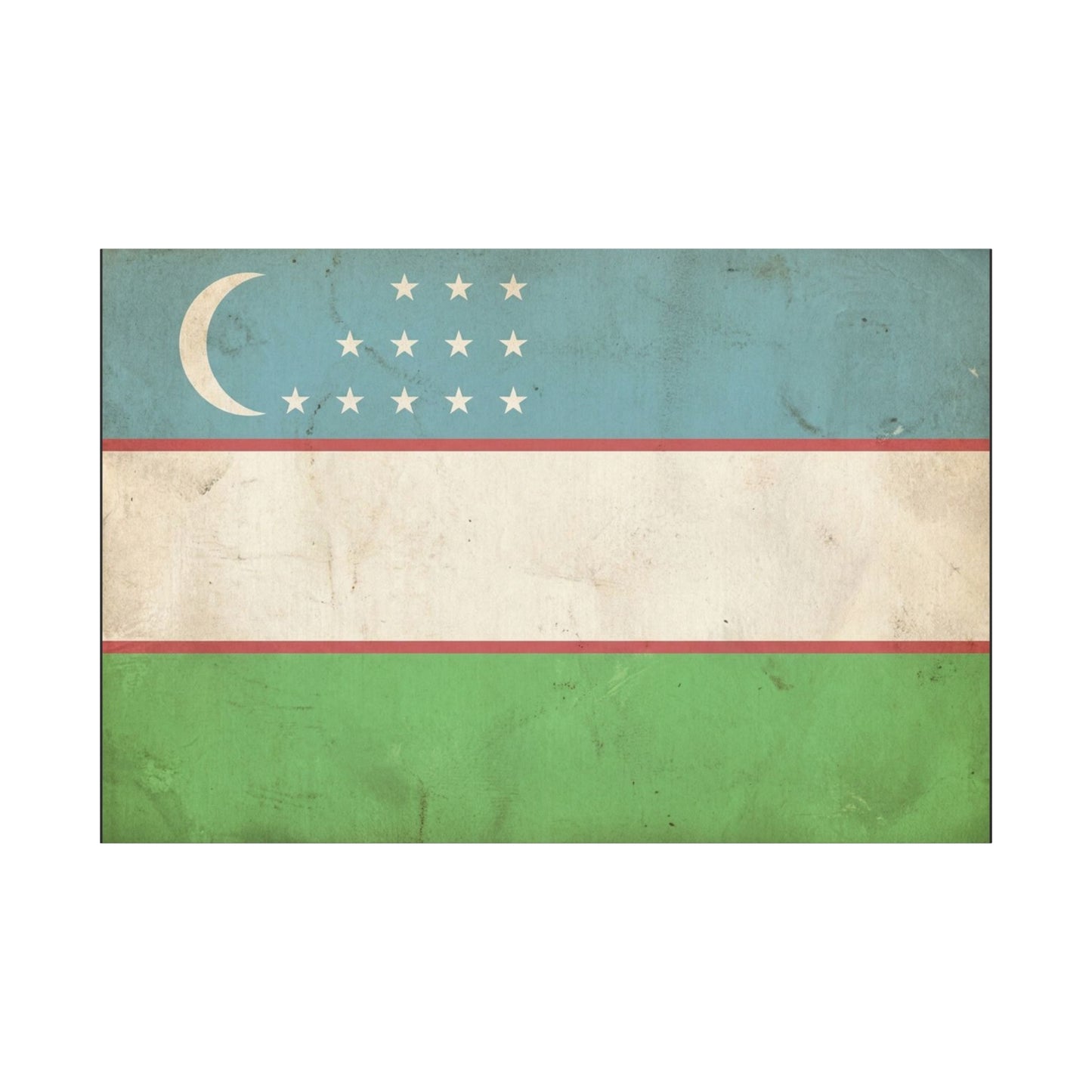 Uzbekistan Flag Canvas Wall Art - Vintage Uzbek Flag Print, Distressed Patriotic Decor - Cotton Canvas Look - Traditional Style - Living Room Wall Decor - Bedroom Home Decoration - Ready to Hang