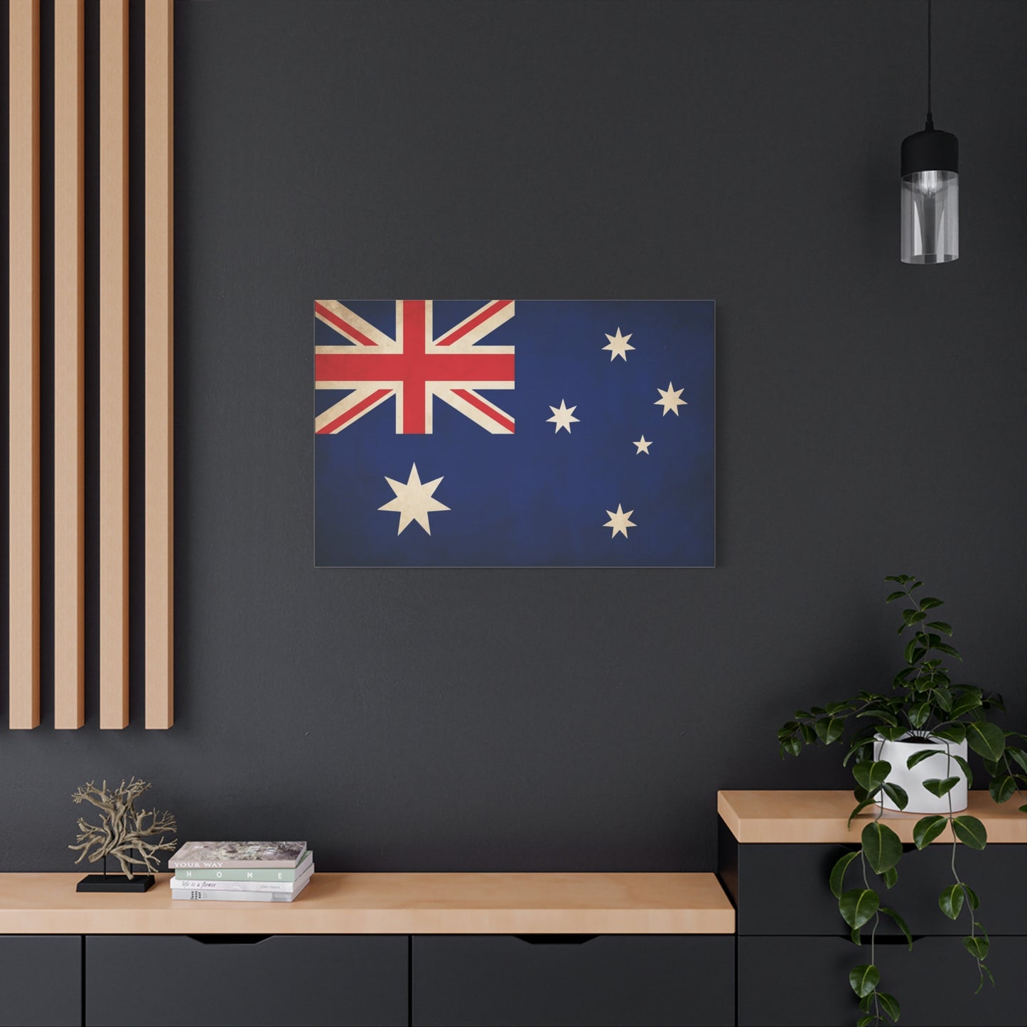 Australian Flag Canvas Wall Art - Vintage Nation Pride Decor, Blue Southern Cross Print, Patriotic Typography Style, Living Room Wall Decor - Bedroom Home Decoration - Bedroom Home Decoration