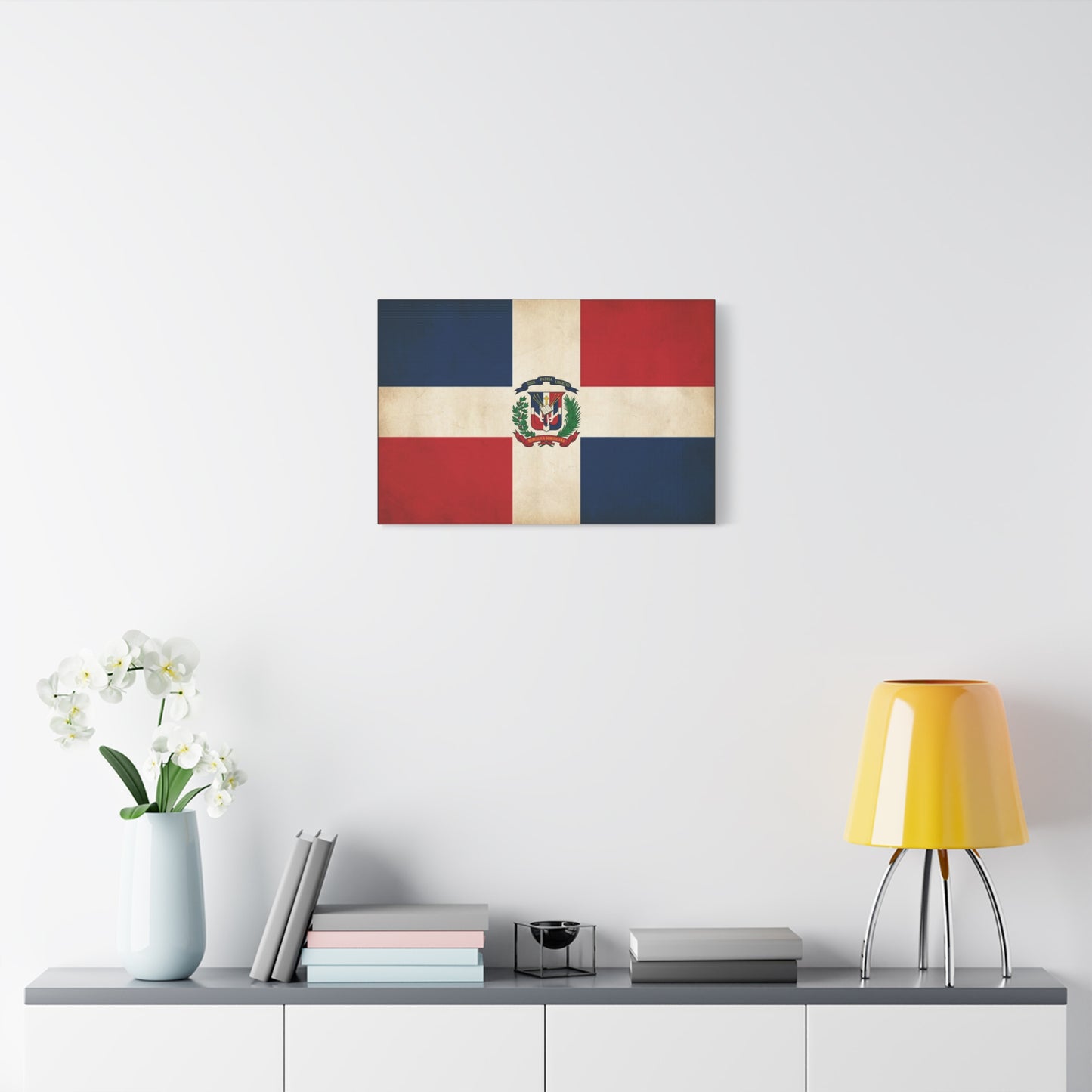 Dominican Republic Flag Canvas Wall Art - Dios Patria Libertad, Republica Dominicana - Vintage Patriotic Print - Heritage Decor For Living Room, Office, Dorm Wall Display - Bedroom Home Decoration