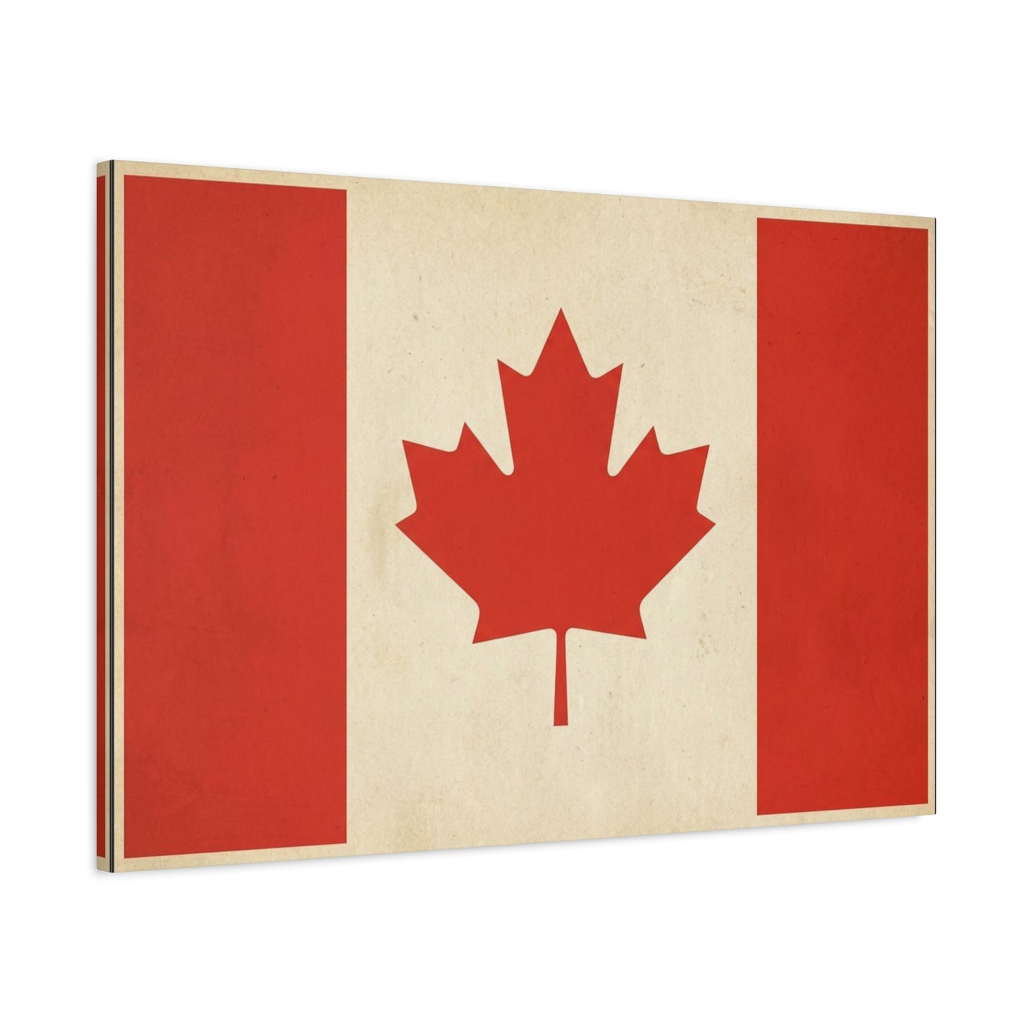 Canadian Flag Canvas Wall Art - Vintage Red Maple Leaf Patriotic Print, Rustic Neutral Texture, Canada Pride Decor, Living Room Wall Decor, Bedroom Home Decoration, Dorm Accent - Ready to Hang