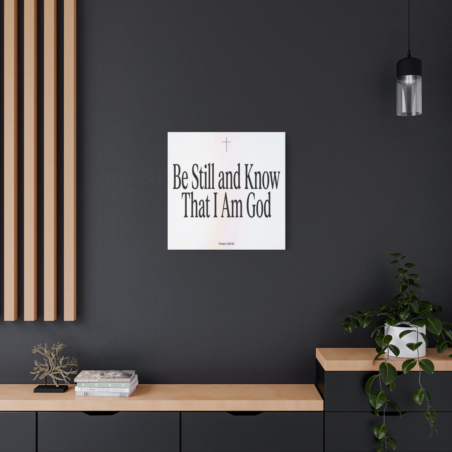 "Be Still And Know That I Am God" Canvas Wall Art - Psalm 46:10 Christian Bible Verse Scripture Print - Minimalist Black White Cross Decor - Bedroom Living Room Home Office Wall Hanging