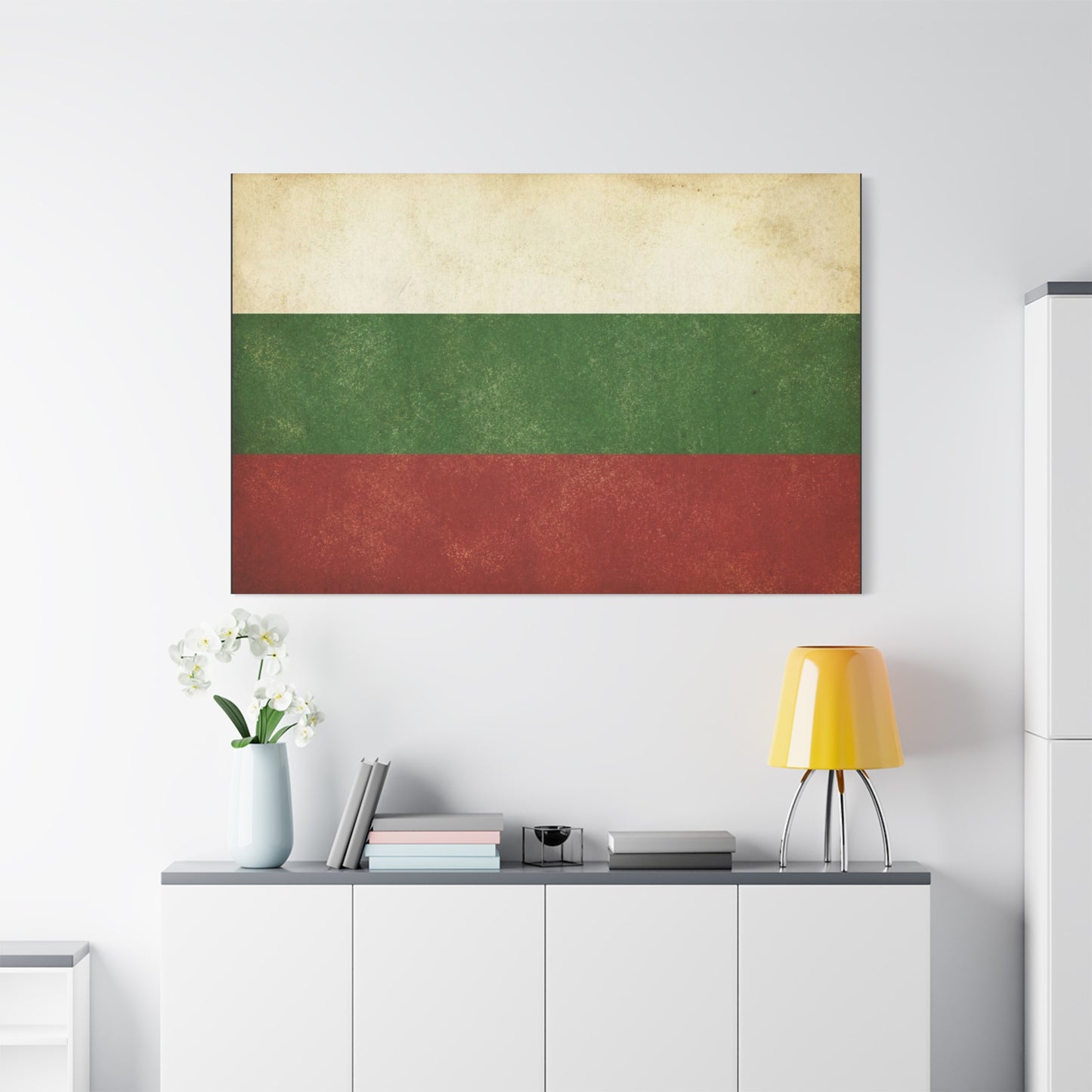 Bulgaria Flag Canvas Wall Art - Vintage Bulgarian Flag Print, Patriotic Tricolor Wall Decor - Distressed Cotton Canvas - Rustic Minimalist Style For Living Room, Office, Dorm - Bedroom Home Decoration