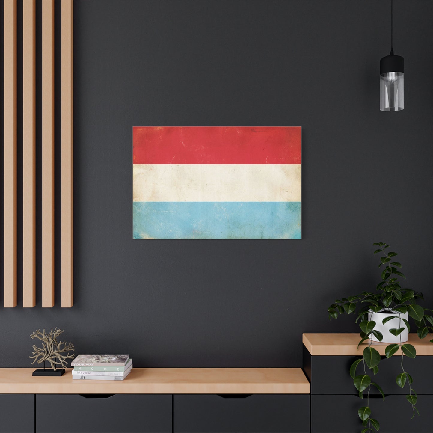Vintage Luxembourg Flag Canvas Wall Art - Distressed Tricolor Country Print, Patriotic Minimalist Decor - Matte Canvas Wall Hanging - Living Room Bedroom Office Decoration - Bedroom Home Decoration
