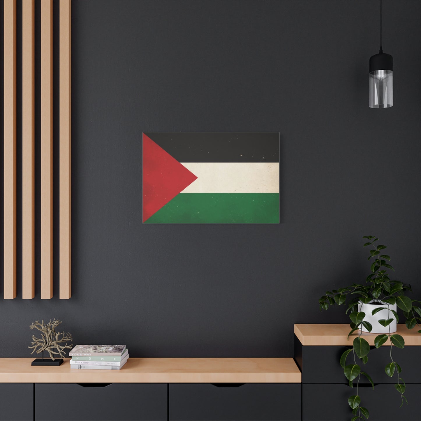 Palestine Flag Canvas Wall Art - Vintage Palestinian Flag Print, Patriotic Red Black White Green Design - Minimalist Cultural Decor - Living Room Bedroom Office Wall Decor - Bedroom Home Decoration