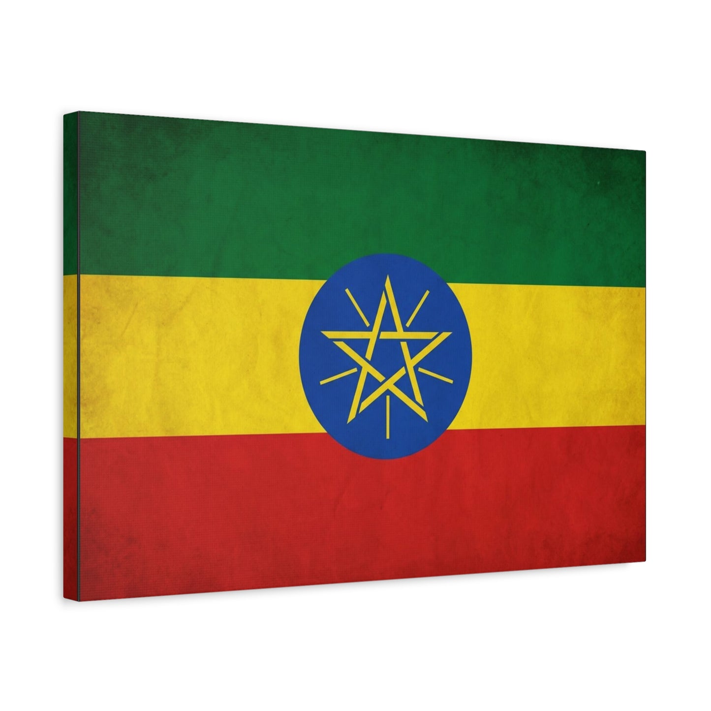 Ethiopian Flag Canvas Wall Art - Ethiopia Pride Decor, Vintage National Banner Print - Matte Cotton Artwork - Cultural Heritage Style For Living Room, Office, Dorm Display - Living Room Wall Decor