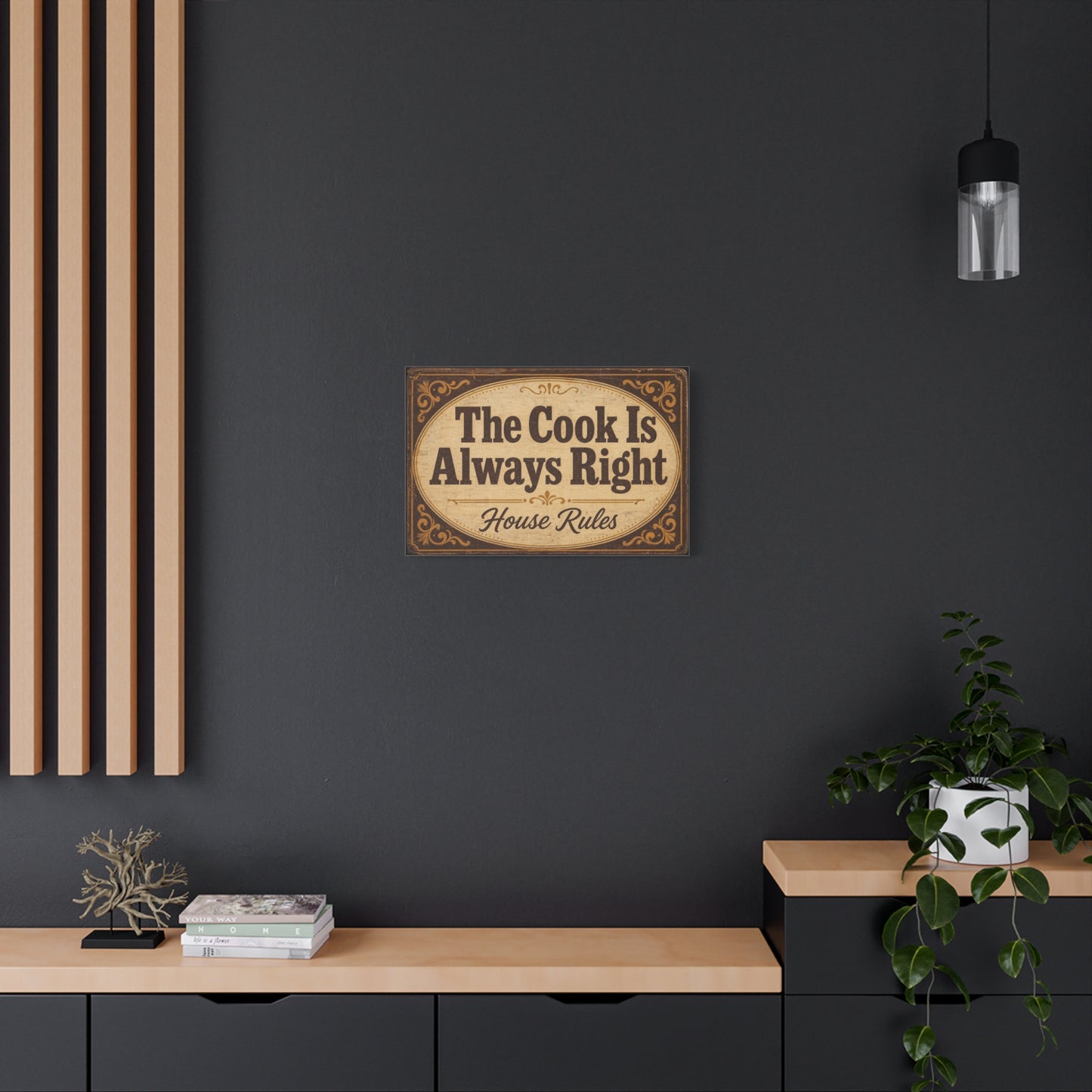 "The Cook Is Always Right" Canvas Wall Art - Vintage Kitchen Sign, House Rules Typography Print - Rustic Farmhouse Style, Dining Room Wall Decor, Kitchen Home Decoration - Bedroom Home Decoration