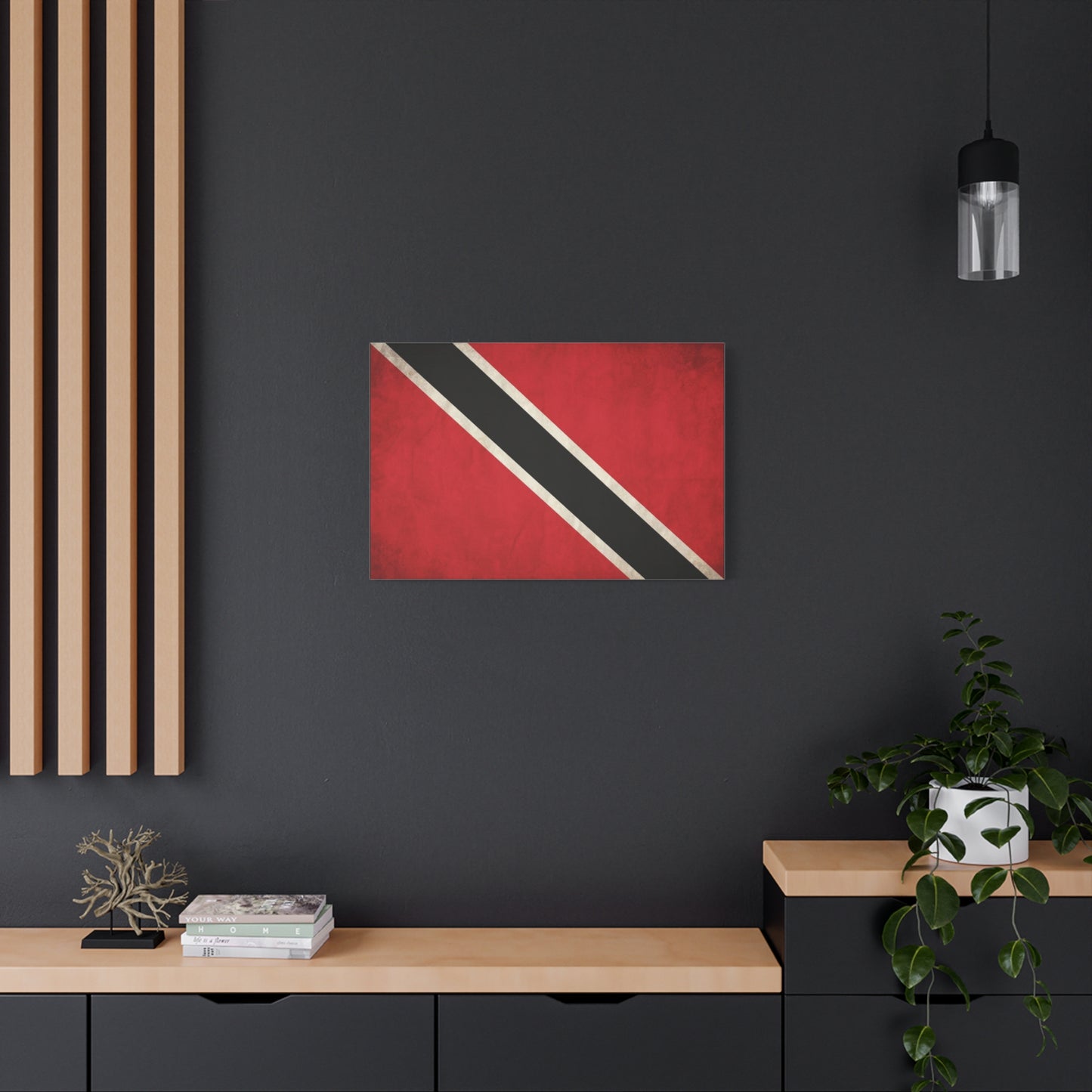 Trinidad And Tobago Flag Canvas Wall Art - Vintage National Pride Decor, Red Black White Graphic Print - Cultural Heritage Style - Living Room Wall Decor - Bedroom Home Decoration - Ready to Hang