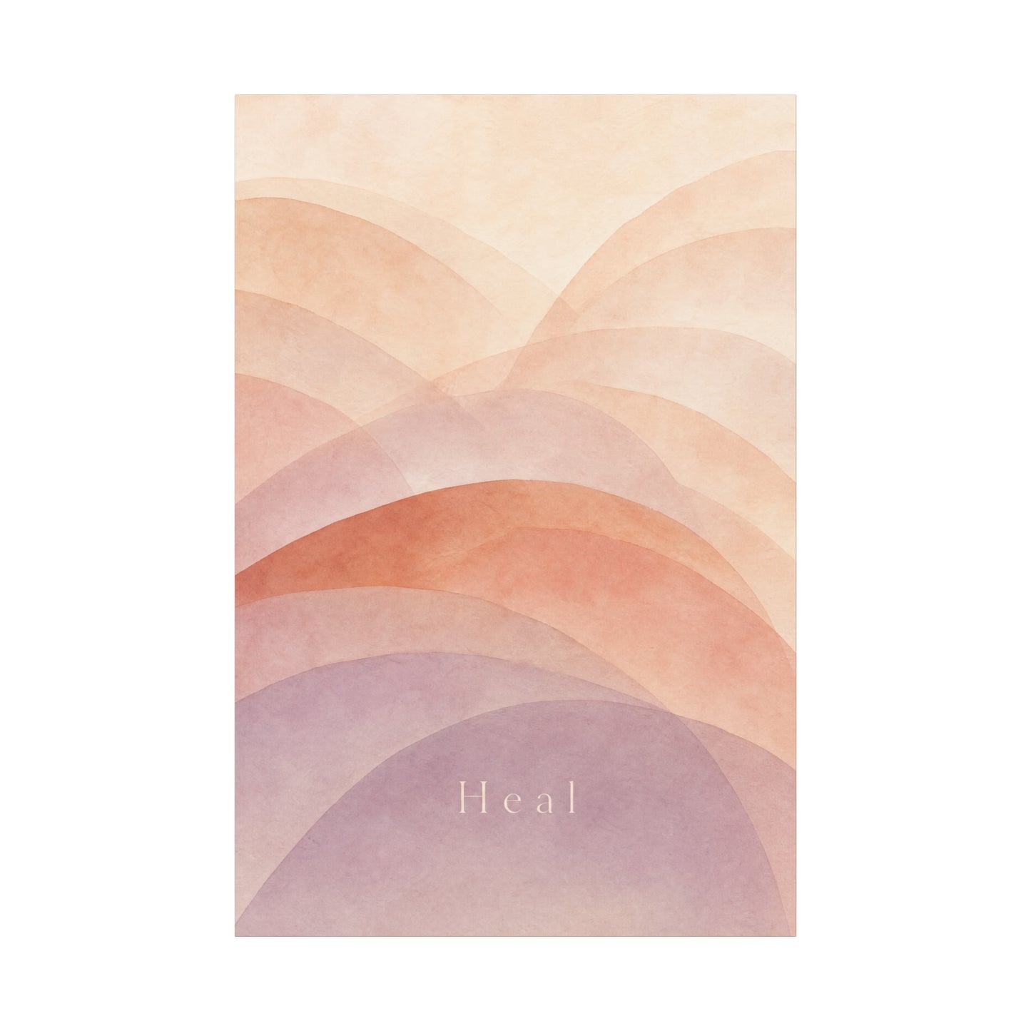 "Heal" Abstract Canvas Wall Art - Blush Peach Lavender Arches, Minimalist Typography Print - Contemporary Boho Decor, Bedroom Wall Hanging, Living Room Decoration, Meditation Space Accent