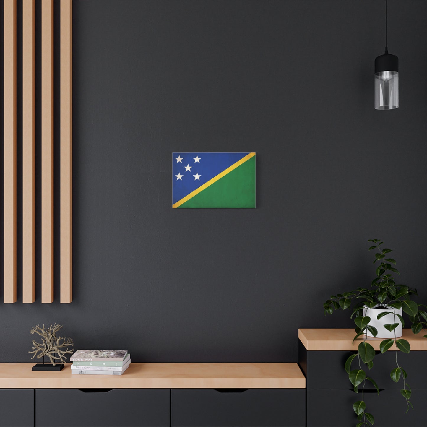 Solomon Islands Flag Canvas Wall Art - Blue Green Yellow National Banner Print - Tropical Island Pride Decor, Cultural Heritage Artwork, Living Room Wall Decor - Ready to Hang - Modern Farmhouse Style