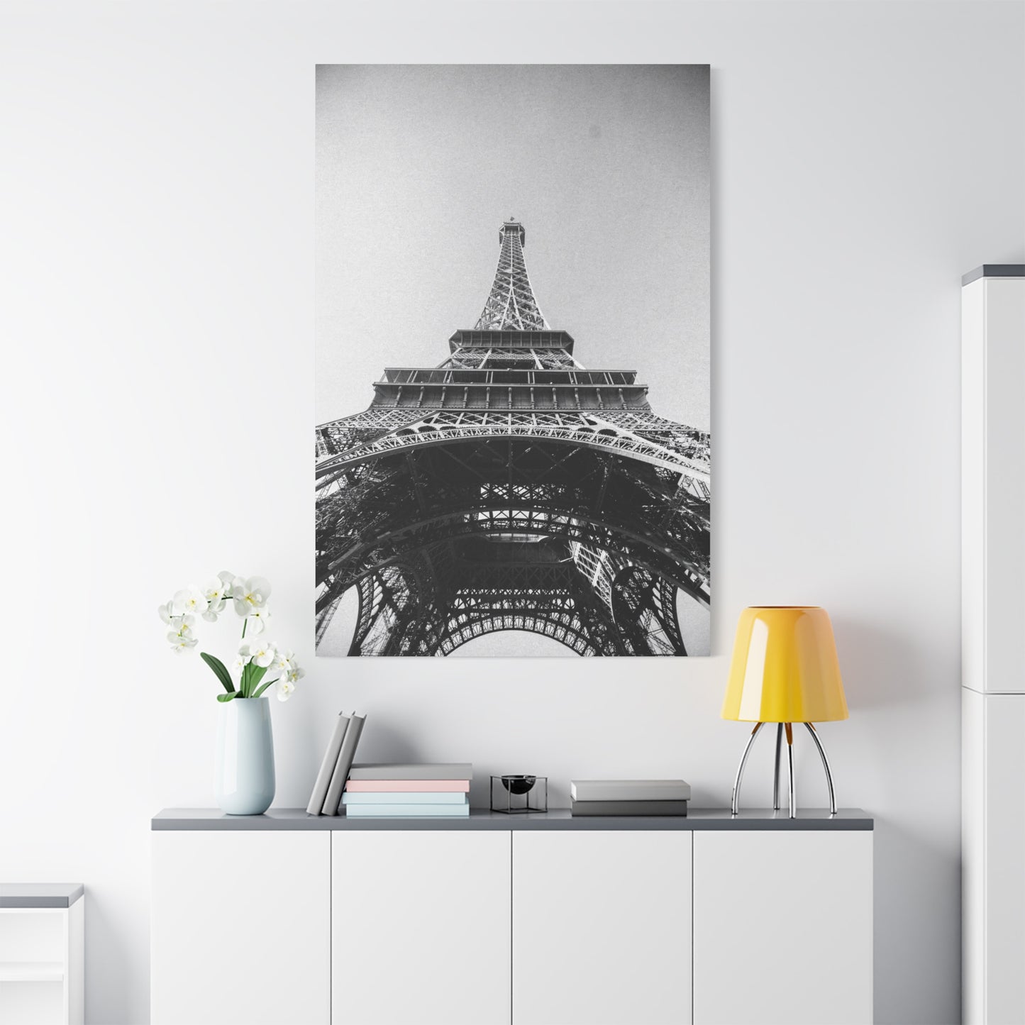 Eiffel Tower Canvas Wall Art - Black And White Paris Art Print, Architectural Landmark Decor - Matte Cotton Canvas - Modern Minimalist Style For Living Room Bedroom Office - Office Wall Art