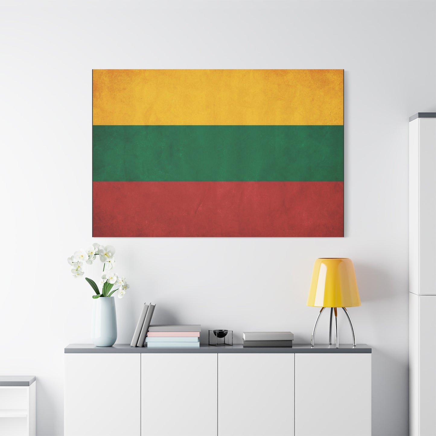 Lithuania Flag Canvas Wall Art - Vintage Tricolor National Print, Textured Cotton Decor - Traditional Patriotic Style - Living Room Wall Decor, Bedroom Home Decoration - Bedroom Home Decoration
