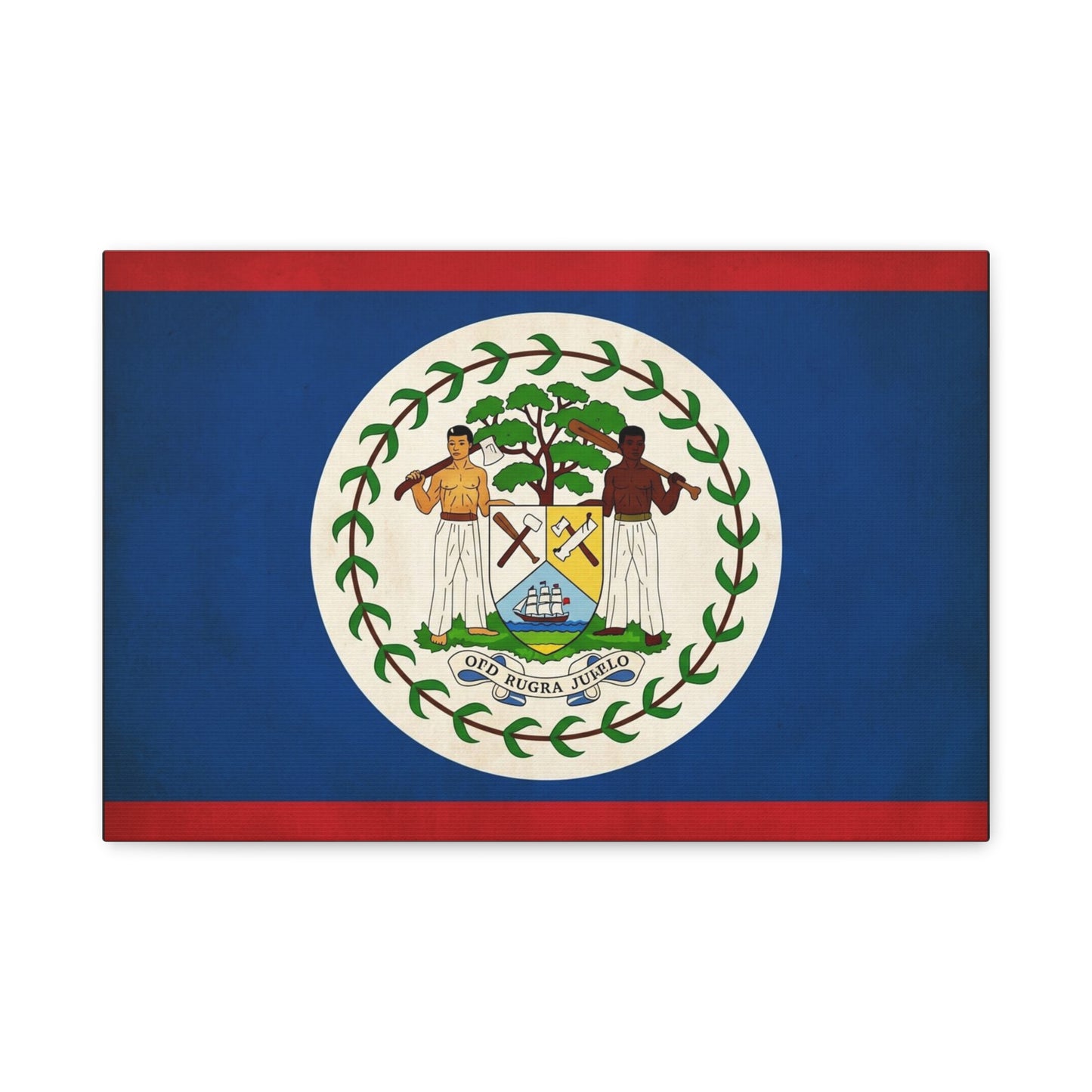 Belize Flag Canvas Wall Art - OTD RUGRA JUELO State Banner Print, Blue Red White Crest Design - Patriotic Traditional Decor - Living Room Home Decoration - Living Room Wall Decor - Ready to Hang