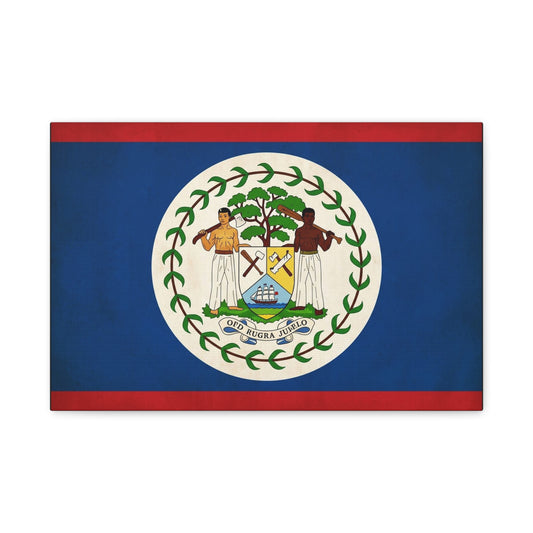 Belize Flag Canvas Wall Art - OTD RUGRA JUELO State Banner Print, Blue Red White Crest Design - Patriotic Traditional Decor - Living Room Home Decoration - Living Room Wall Decor - Ready to Hang
