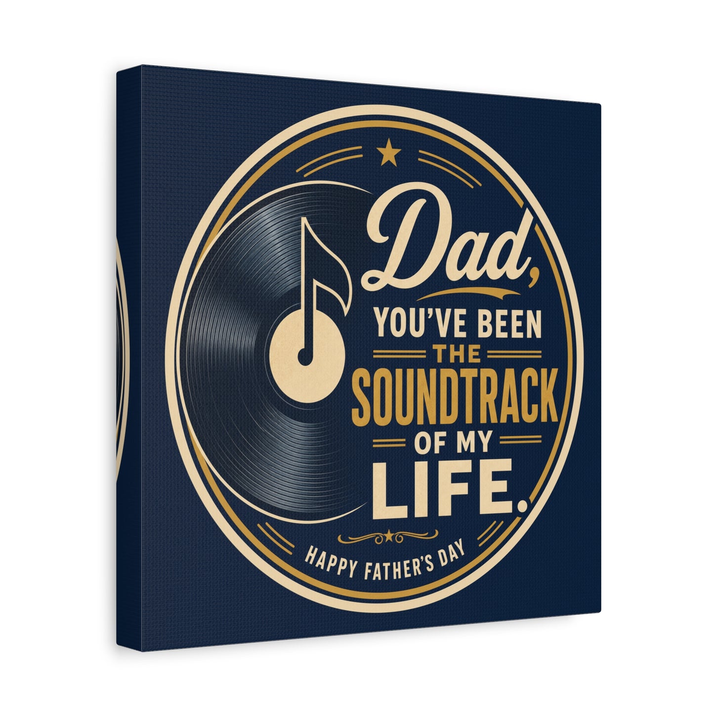 "Dad" - Vinyl Record Music Quote Print - Navy Gold Typography Style - Living Room Wall Decor - Ready to Hang
