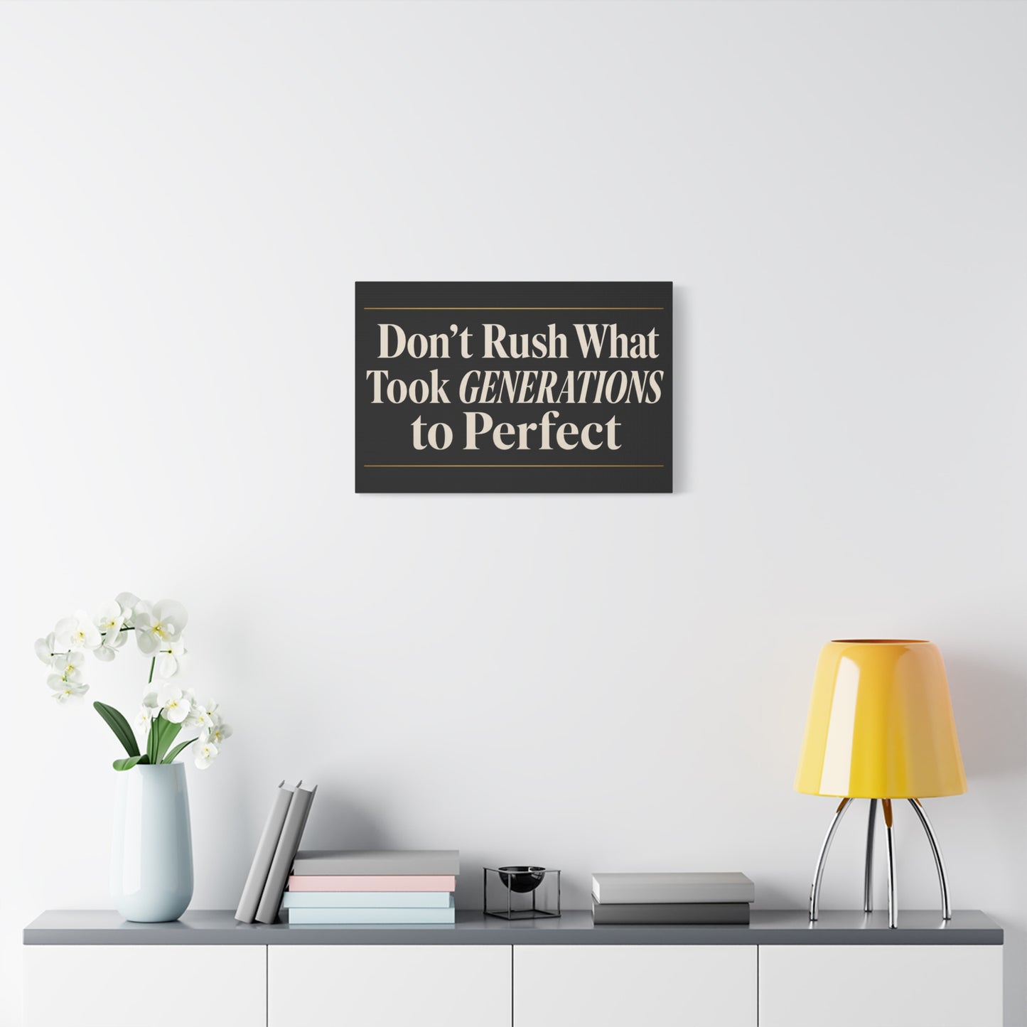 "Don't Rush What Took Generations To ideal" Typography Canvas Wall Art - Black And Gold Inspirational Quote Print - Modern Minimalist Wall Decor - Living Room Office Home Decoration - Ready to Hang