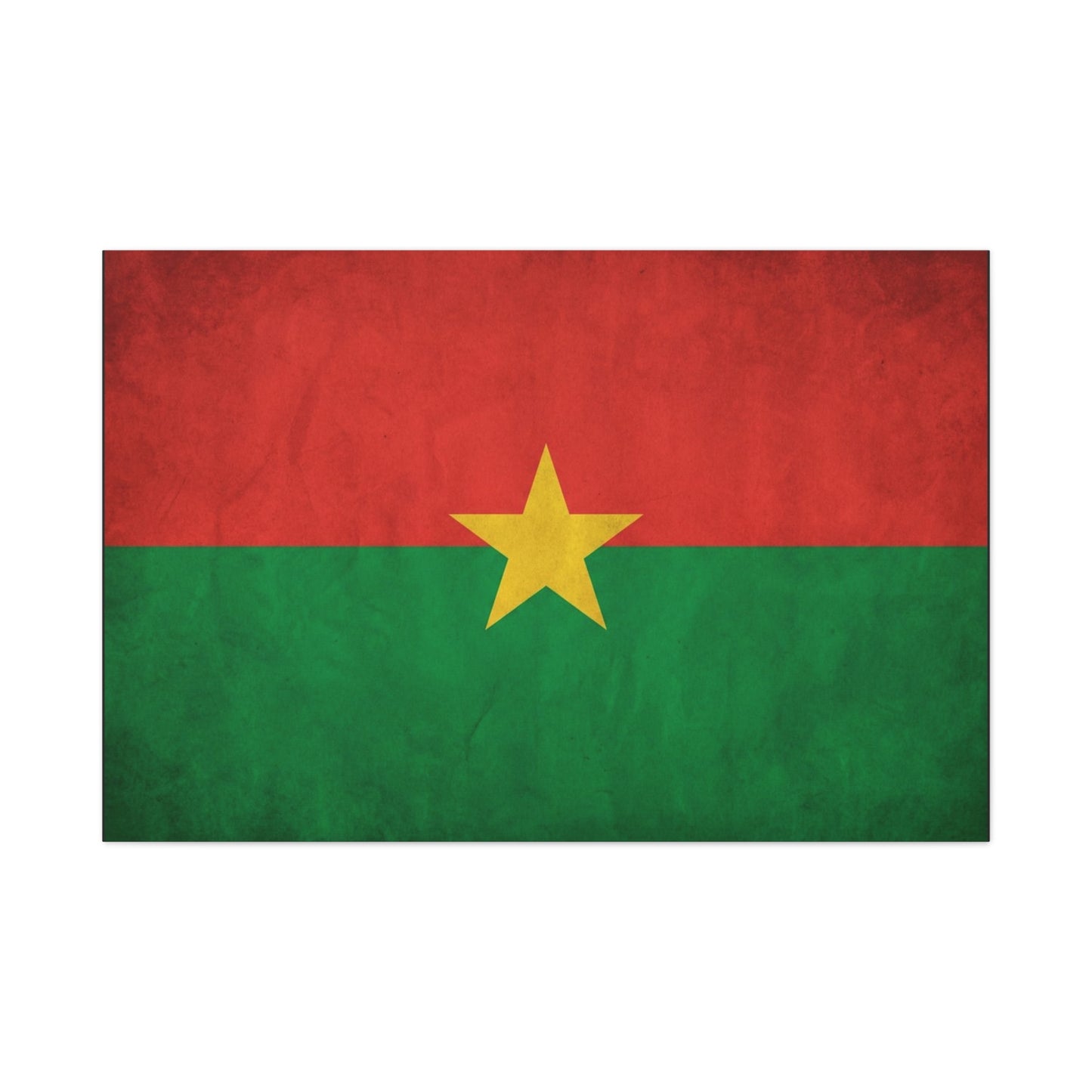 Burkina Faso Flag Canvas Wall Art - Vintage National Pride Decor, Red Green Gold Star Print - Cultural Heritage Style - Living Room Decoration, Office Accent - Living Room Wall Decor - Ready to Hang