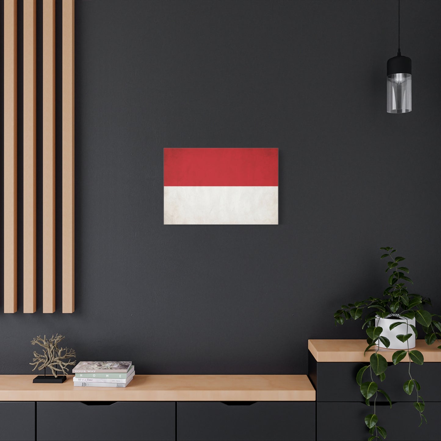 Indonesia Flag Canvas Wall Art - Red And White National Banner Print, Minimalist Patriotic Decor - Modern Cotton Canvas Style - Living Room Wall Decor - Bedroom Home Decoration - Cozy Reading Nook Art