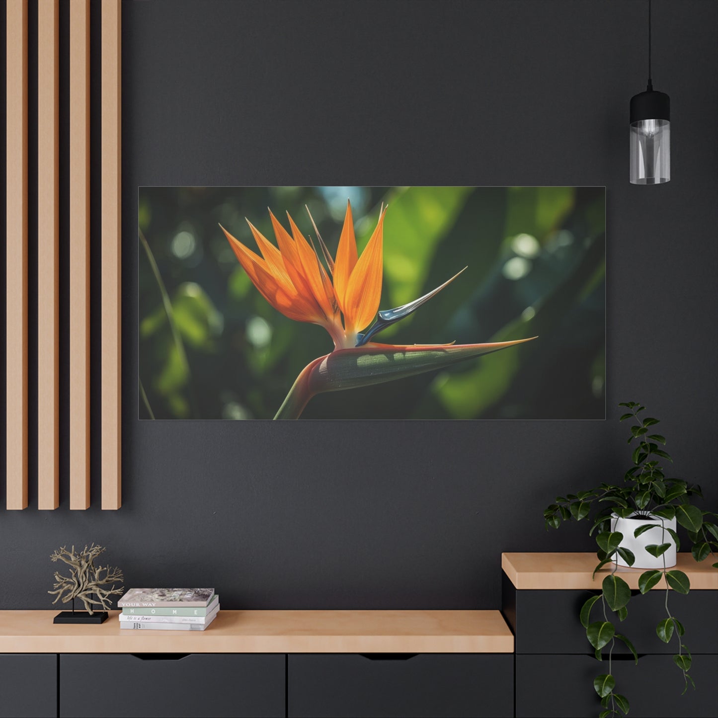 Bird Of Paradise Canvas Wall Art - Tropical Floral Botanical Art Print - Matte Cotton Art Print, Contemporary Nature Wall Decor - Living Room Bedroom Office Accent - Bedroom Home Decoration