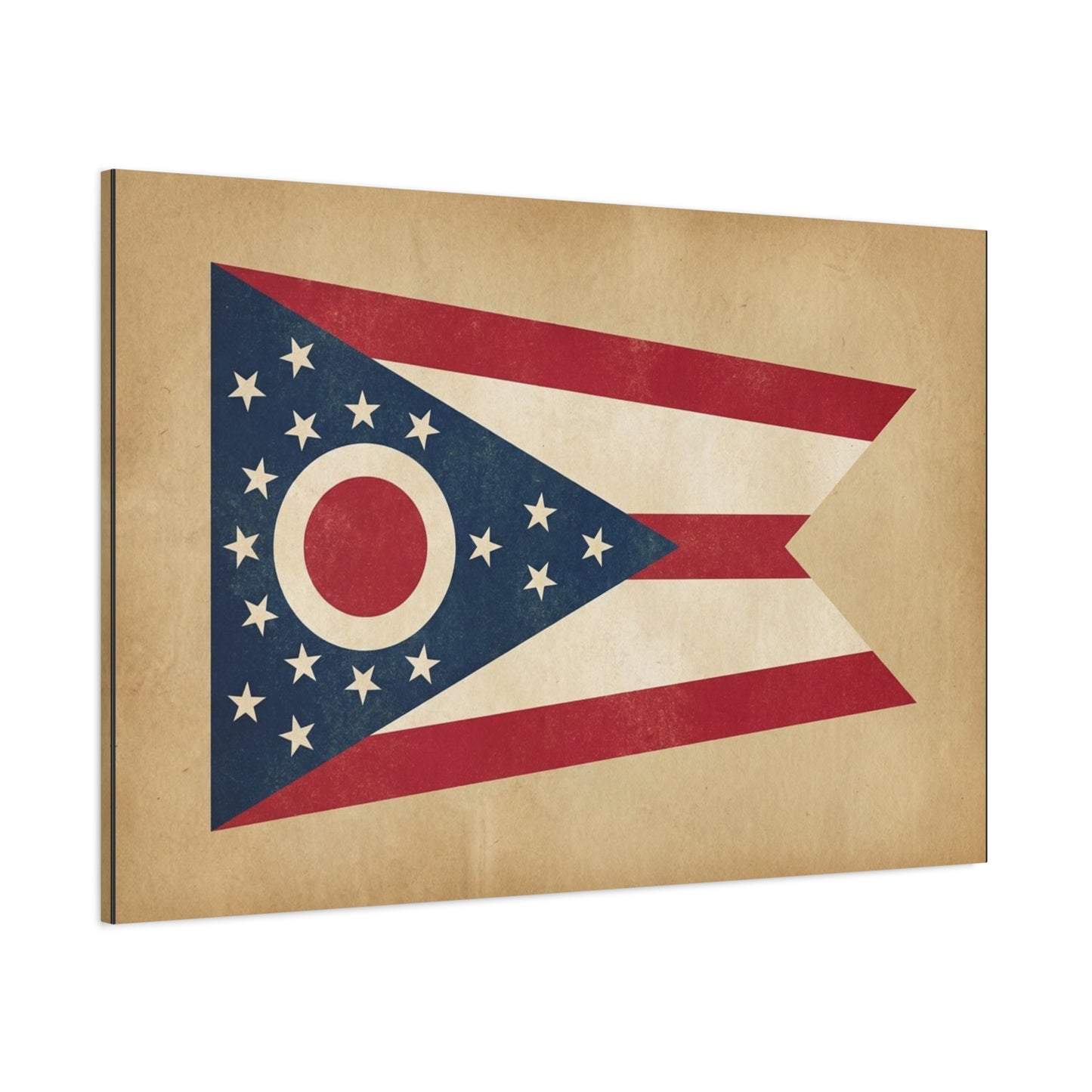 Ohio State Flag Canvas Wall Art - Vintage Buckeye Banner Print, Patriotic Red White Blue Decor - Rustic Americana Style - Living Room Home Decoration - Living Room Wall Decor - Bedroom Home Decoration