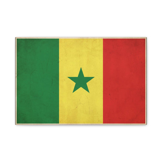 Senegal Flag Canvas Wall Art - Vintage National Pride Decor, Green Yellow Red Star Print - Cultural Heritage Style, Living Room Wall Decor, Bedroom Home Decoration - Ready to Hang - Ready to Hang