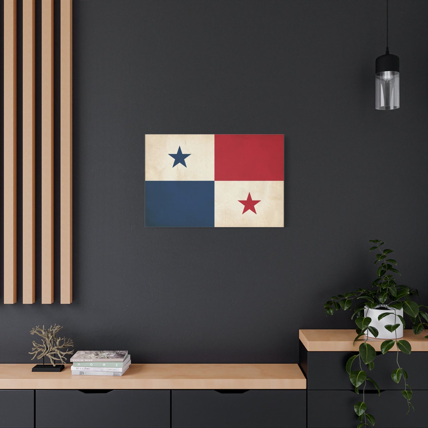 Panama Flag Canvas Wall Art - Vintage Republic Banner Print, Patriotic Red White Blue Star Design - Traditional Style Wall Decor - Living Room Home Decoration, Office Accent - Bedroom Home Decoration