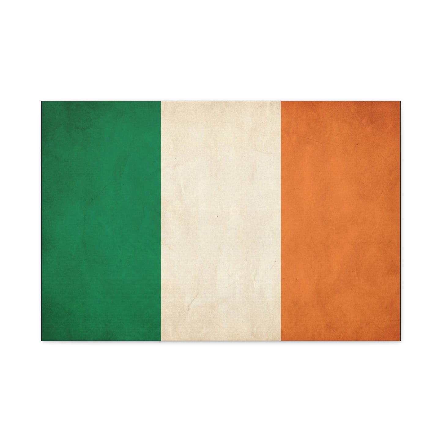 Irish Flag Canvas Wall Art - Vintage Tricolor Ireland Print, Green White Orange Rustic Texture - Minimalist Traditional Style - Living Room Wall Decor, Office Art Accent - Bedroom Home Decoration