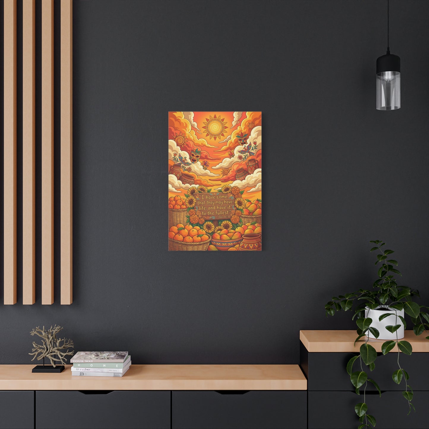 "I Have Come That They May Have Life, And Have It To The Fullest" Canvas Wall Art - John 10:10 Scripture Print, Sunflower Citrus Harvest Decor - Ready to Hang - Living Room Wall Decor - HP Latex Print