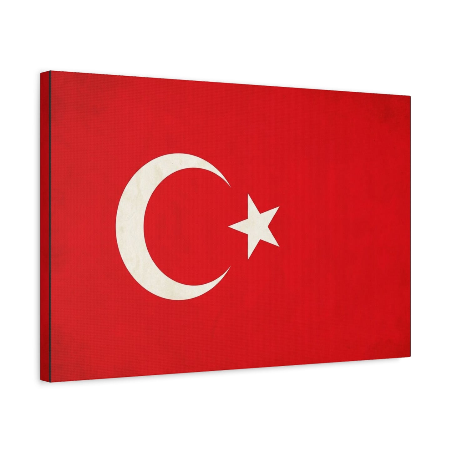 Turkey Flag Canvas Wall Art - Red Crescent Star Turkish Flag Print - Vintage Patriotic Decor, Matte Canvas Print, Living Room Home Decoration, Bedroom Accent - Living Room Wall Decor - Ready to Hang