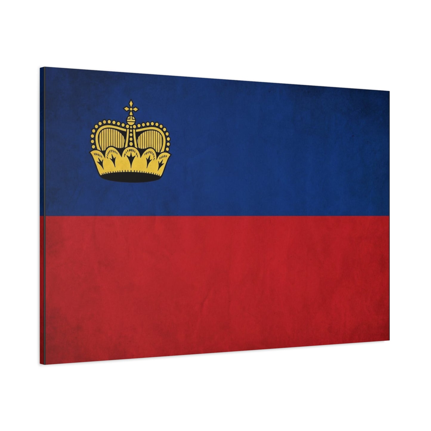 Liechtenstein Flag Canvas Wall Art - Blue Red Banner With Gold Crown - Minimalist National Print, Cotton Canvas Decor - Living Room Wall Decor, Bedroom Home Decoration - Bedroom Home Decoration