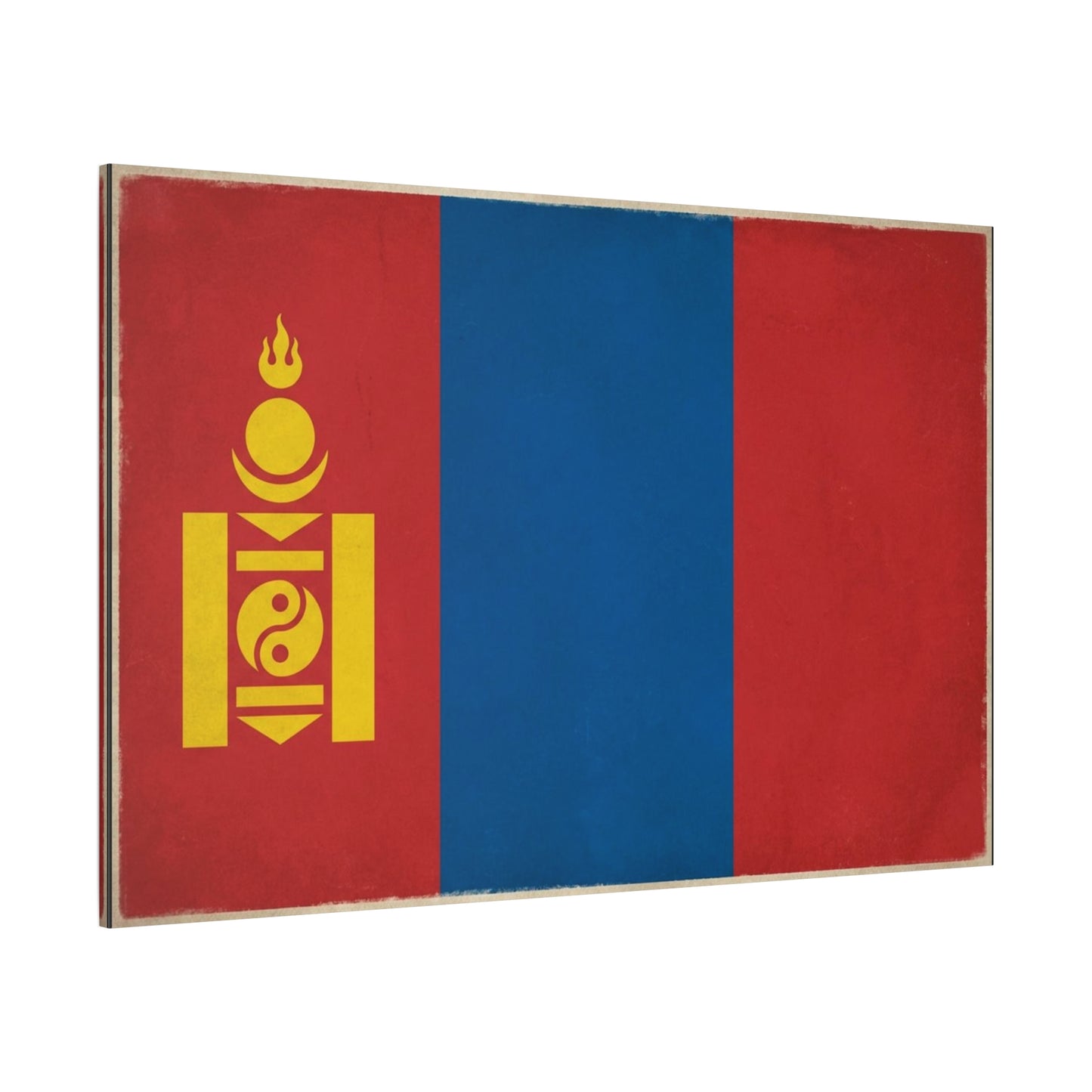Mongolia Flag Canvas Wall Art - Vintage Mongolian Banner Print, Red Blue Soyombo Design - Patriotic Traditional Style - Living Room Wall Decor, Office Art - Bedroom Home Decoration - Ready to Hang