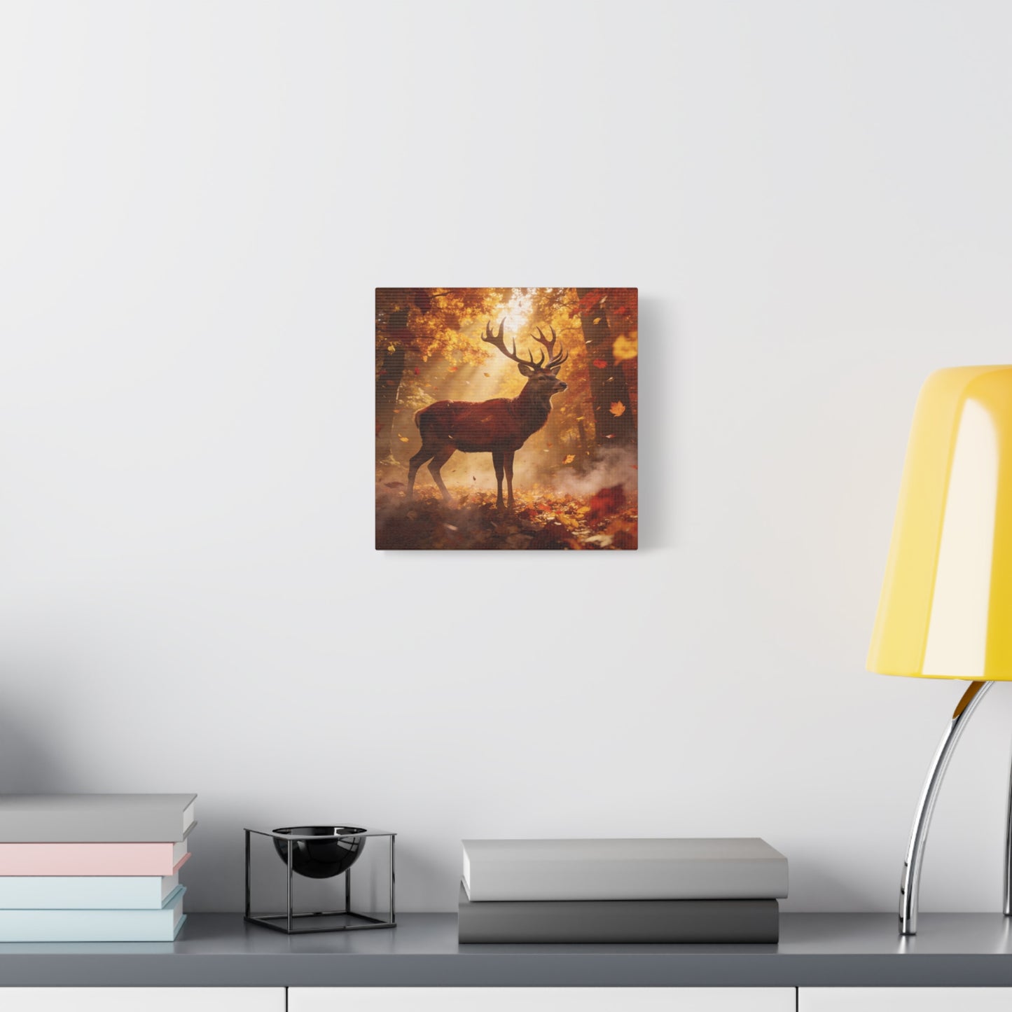 Red Stag Canvas Wall Art - Autumn Forest Deer Wildlife Print, Golden Sunbeams, Rustic Woodland Decor, Matte Finish Canvas Print, Living Room Wall Decor, Bedroom Home Decoration - Cozy Reading Nook Art