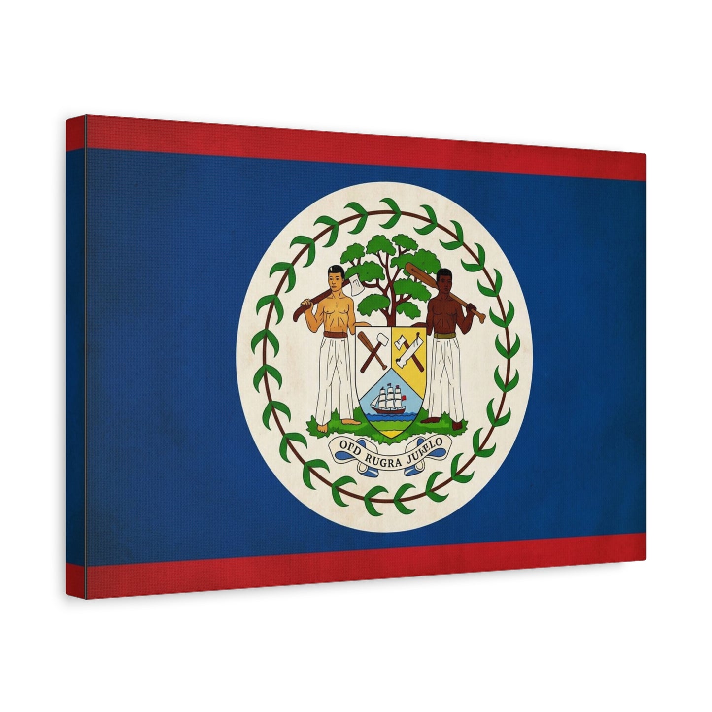 Belize Flag Canvas Wall Art - OTD RUGRA JUELO State Banner Print, Blue Red White Crest Design - Patriotic Traditional Decor - Living Room Home Decoration - Living Room Wall Decor - Ready to Hang