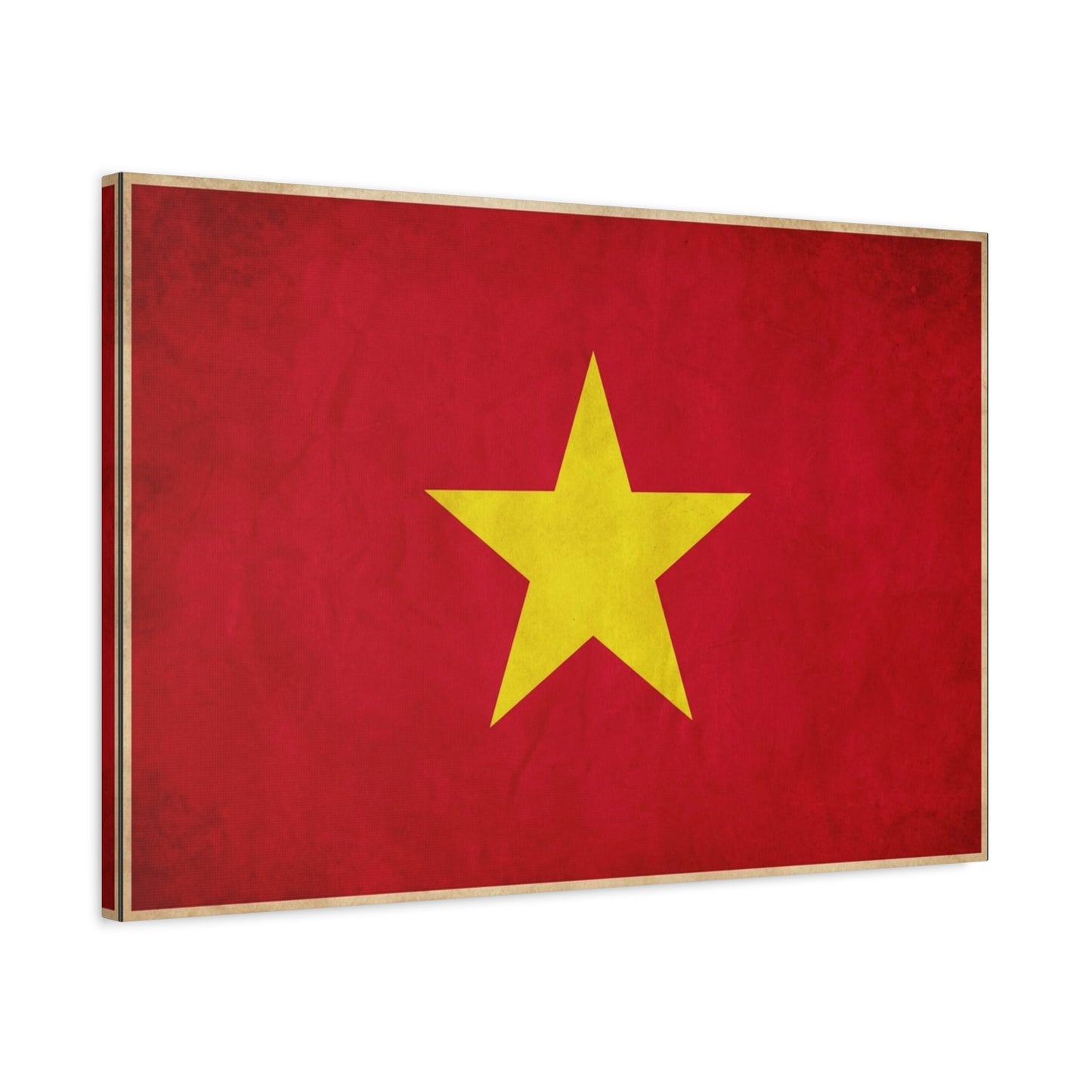 Vietnam Flag Canvas Wall Art - Red Field With Yellow Star Country Pride Decor - Vintage Style Cotton Print - Living Room Wall Decor, Bedroom Home Decoration, Office Art - Bedroom Home Decoration