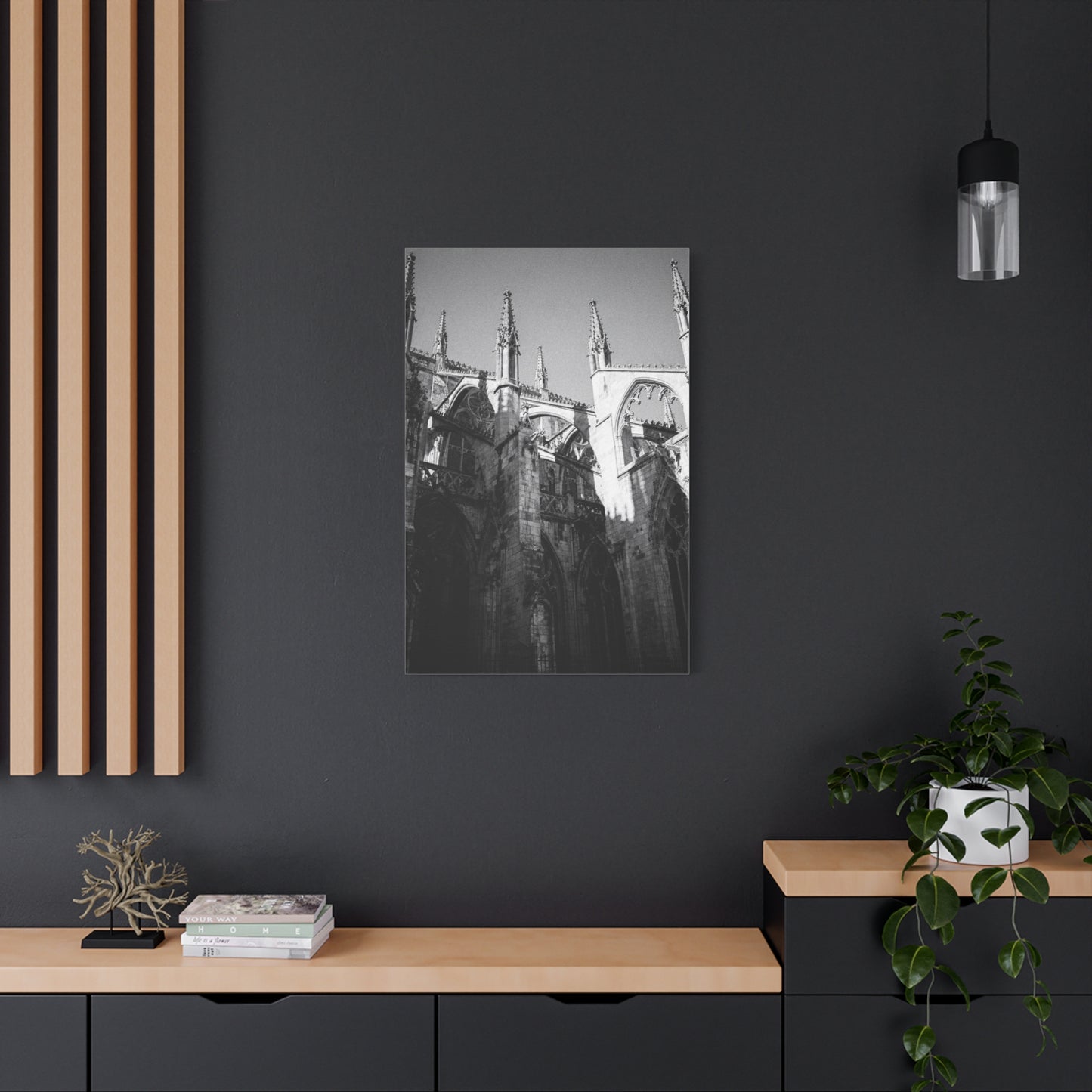 Gothic Cathedral Architecture Canvas Wall Art - Black And White Art Print - Vintage Stone Arches, Spires - Moody Traditional Style - Living Room Wall Decor Office Art - Modern Farmhouse Style