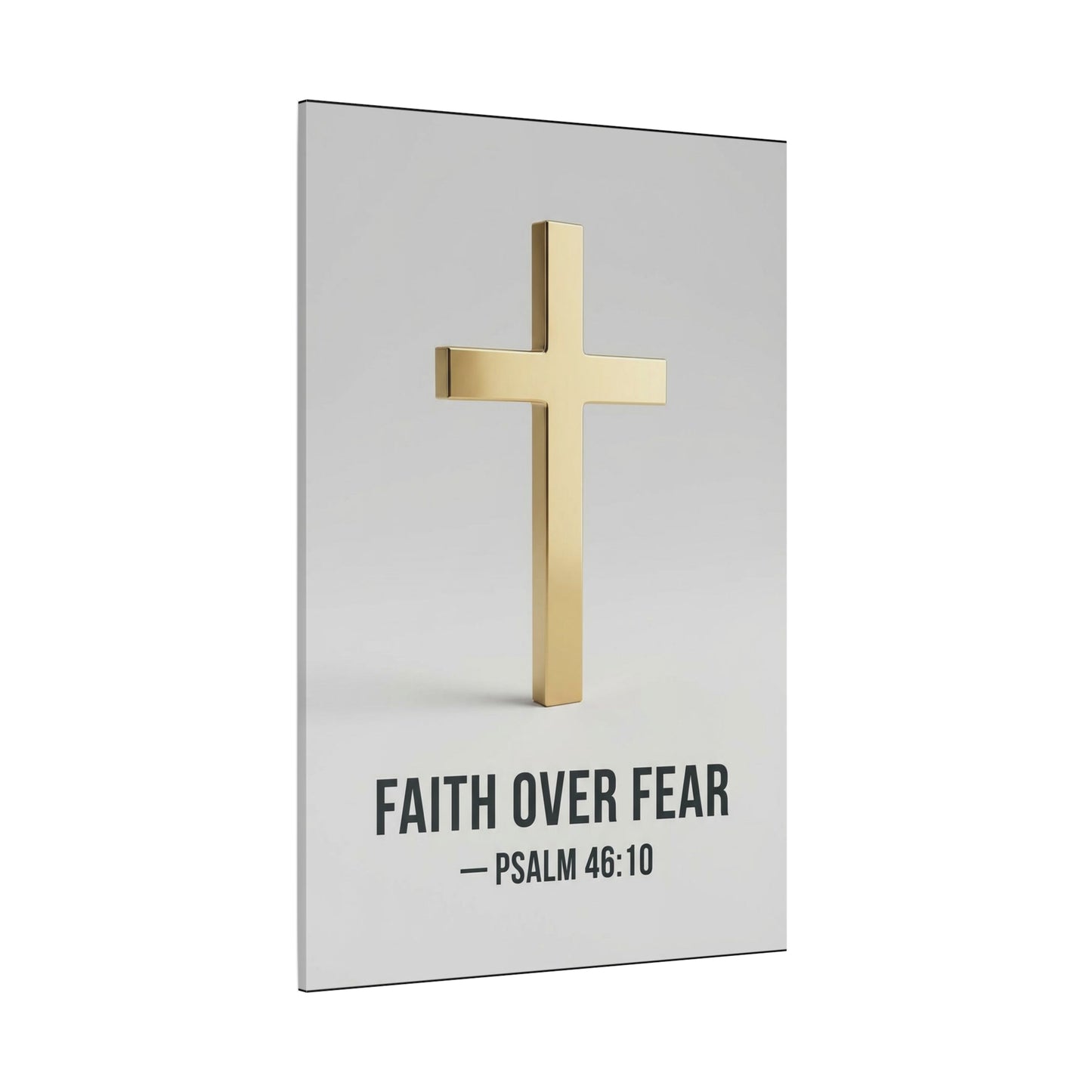 "Faith Over Fear" Psalm 46:10 Cross Canvas Wall Art - Gold Christian Scripture Print, Minimalist Religious Wall Decor - Modern Bedroom Home Decoration - Bedroom Home Decoration - Cozy Reading Nook Art