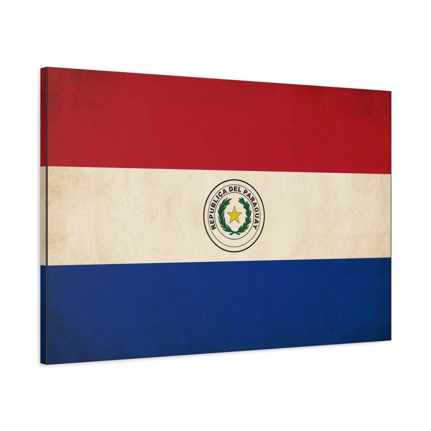 "Republica Del Paraguay" Paraguay Flag Canvas Wall Art - Vintage National Flag Print, Patriotic Heritage Decor - Matte Cotton Artwork - Living Room Home Decoration, Office Accent - Office Wall Art