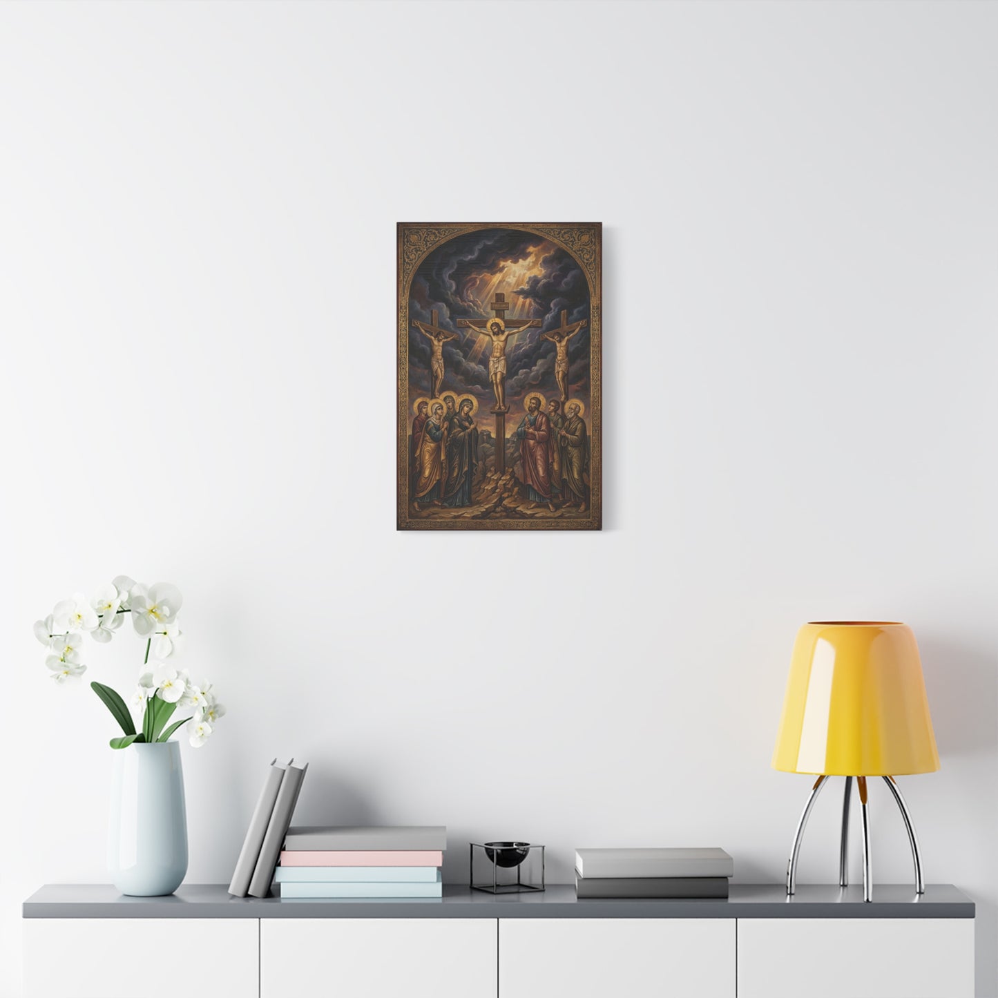 Jesus Christ Crucifixion Canvas Wall Art - Golgotha Religious Icon Painting, Sacred Cross Scene, Traditional Christian Decor - Living Room Wall Decor, Bedroom Home Decoration - Bedroom Home Decoration