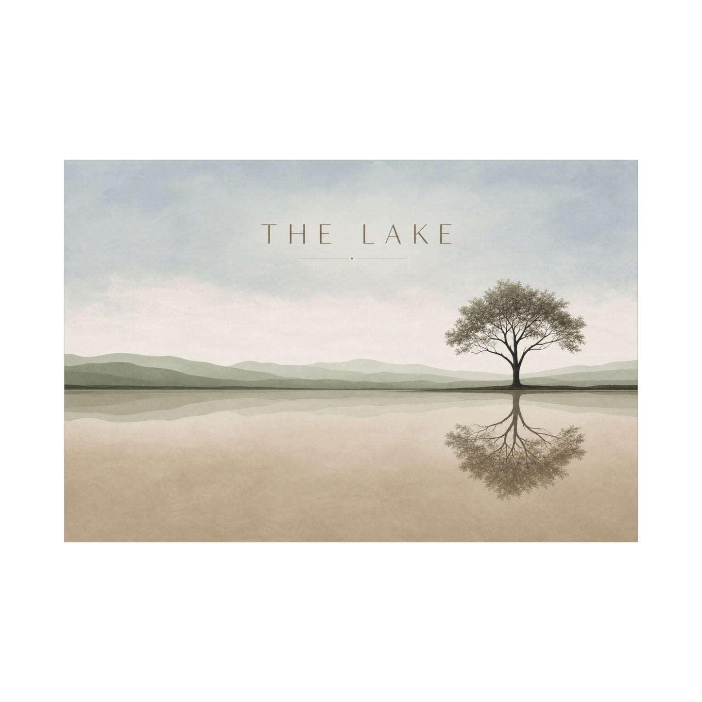 "The Lake" Lake Landscape Canvas Wall Art - Minimalist Tree Reflection Print, Serene Neutral Nature Decor - Contemporary Matte Canvas - Living Room Bedroom Office Wall Decoration - Ready to Hang