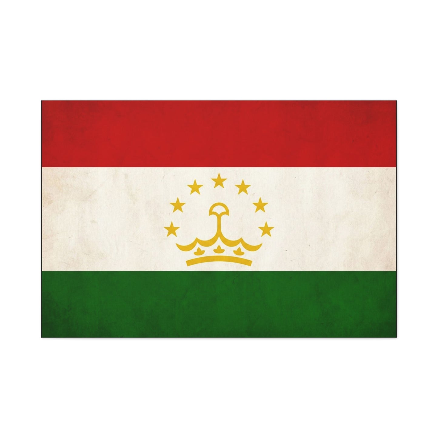 Tajikistan Flag Canvas Wall Art - Vintage Country Flag Print, Red White Green Banner With Crown And Stars - Patriotic Decor - Living Room Wall Decor, Bedroom Home Decoration - Bedroom Home Decoration
